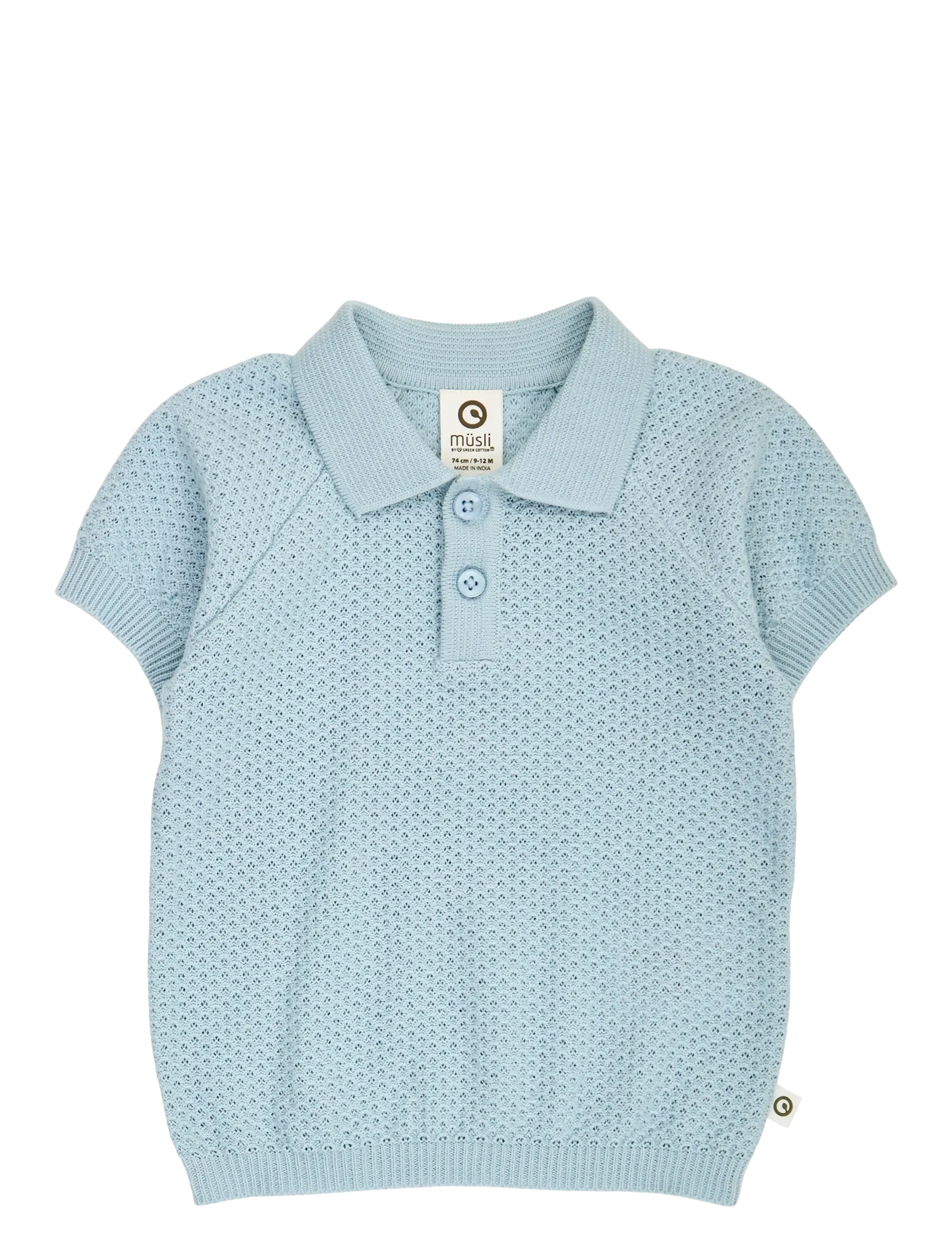 Müsli by Green Cotton Sea knit s/s polo T baby - Uus - OCEAN / blue
