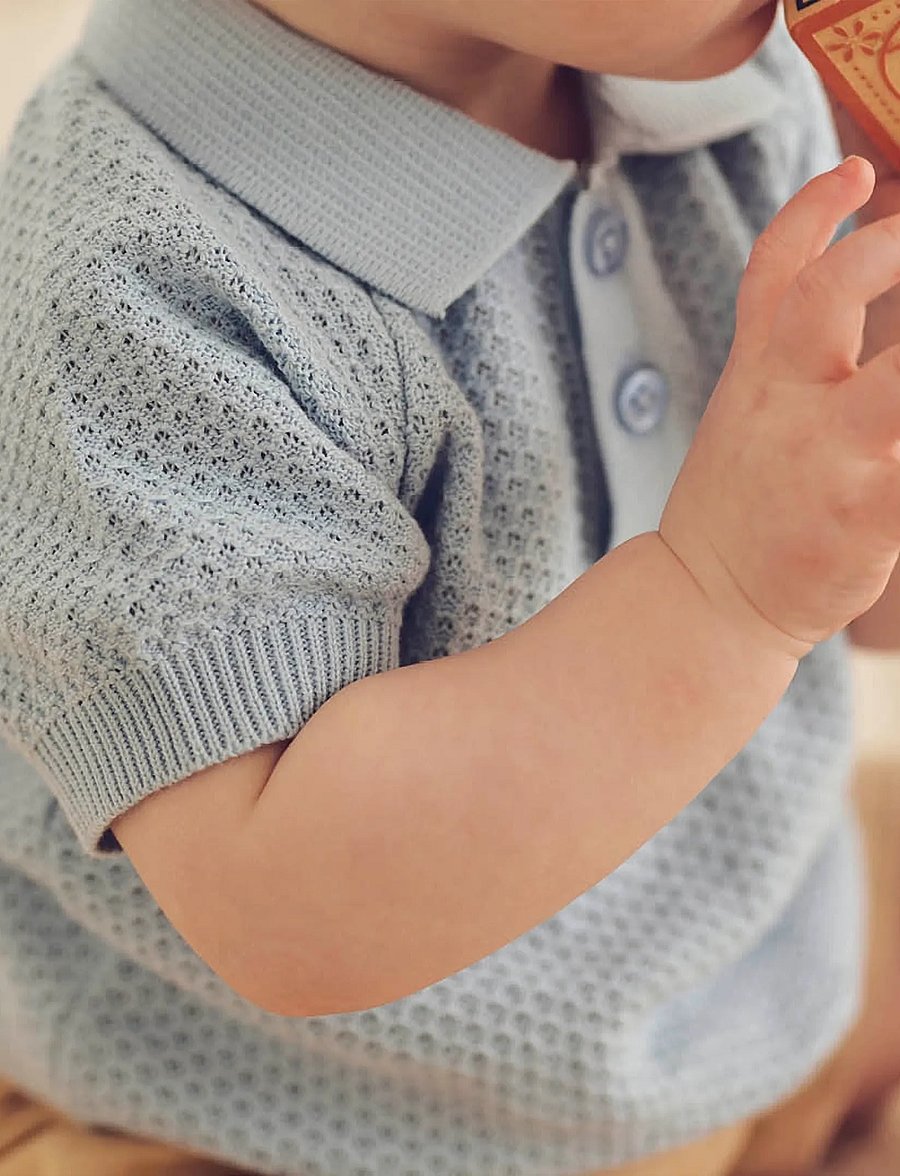 Müsli by Green Cotton - Sea knit s/s polo T baby - polos à manches courtes - ocean - 3