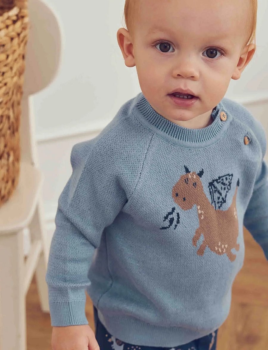 Müsli - Storybook knit jacquard sweater baby - soft blue - 0