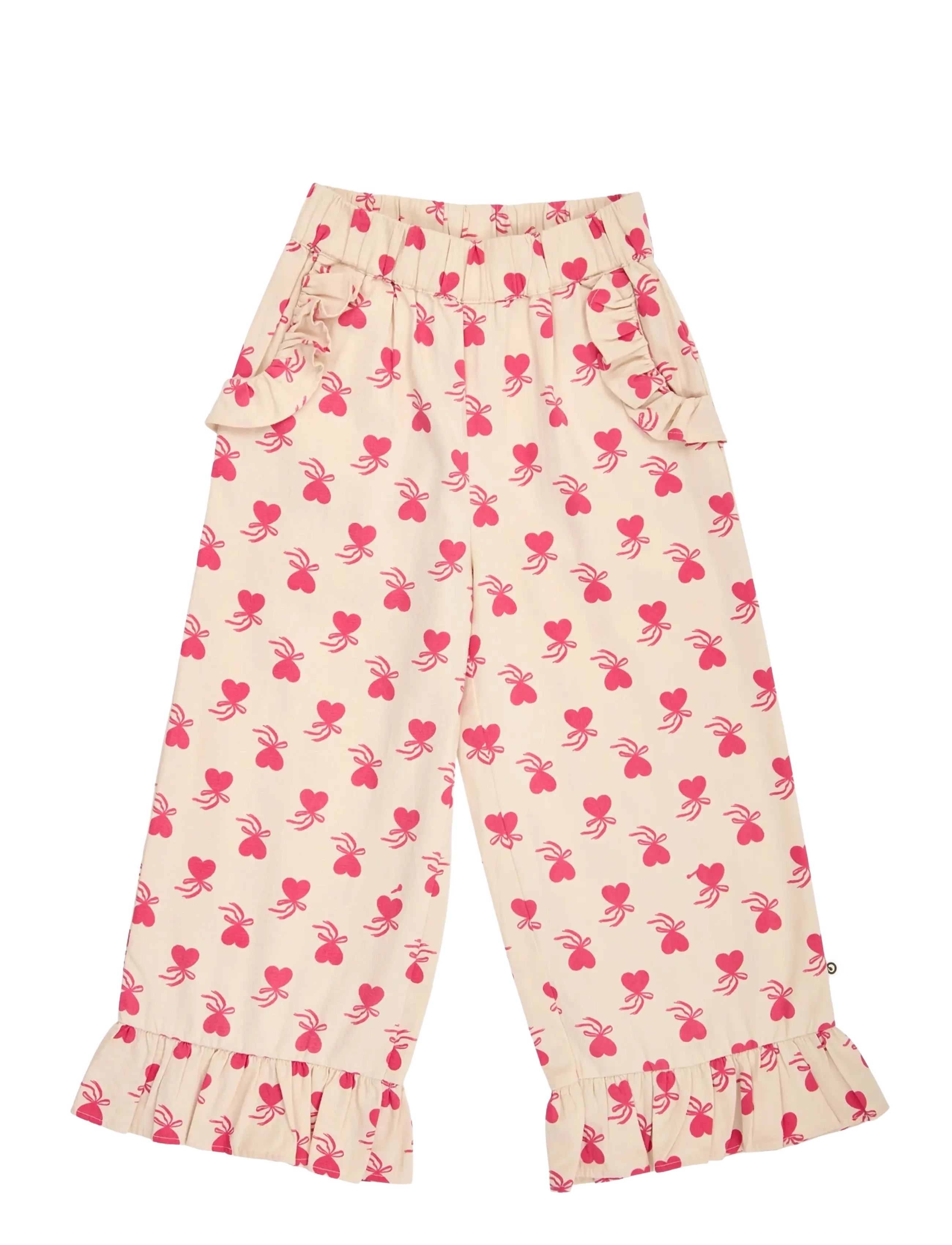 Müsli Love letter frill wide leg pants - Müsli by Green Cotton - OAK/ ROUGE RED / cream
