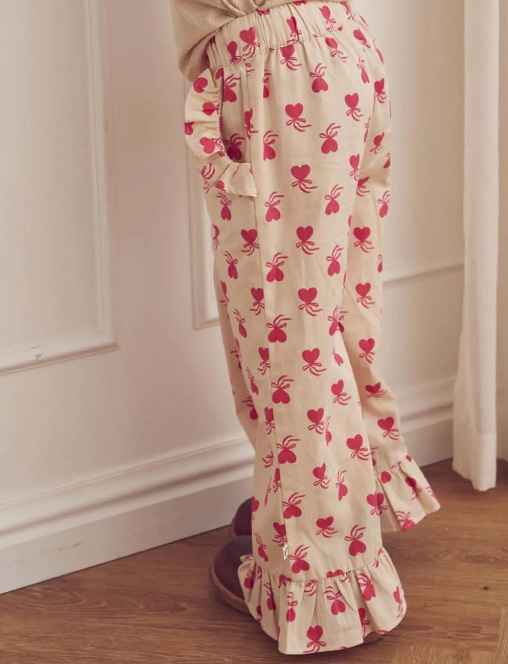 Müsli - Love letter frill wide leg pants - oak/ rouge red - 0