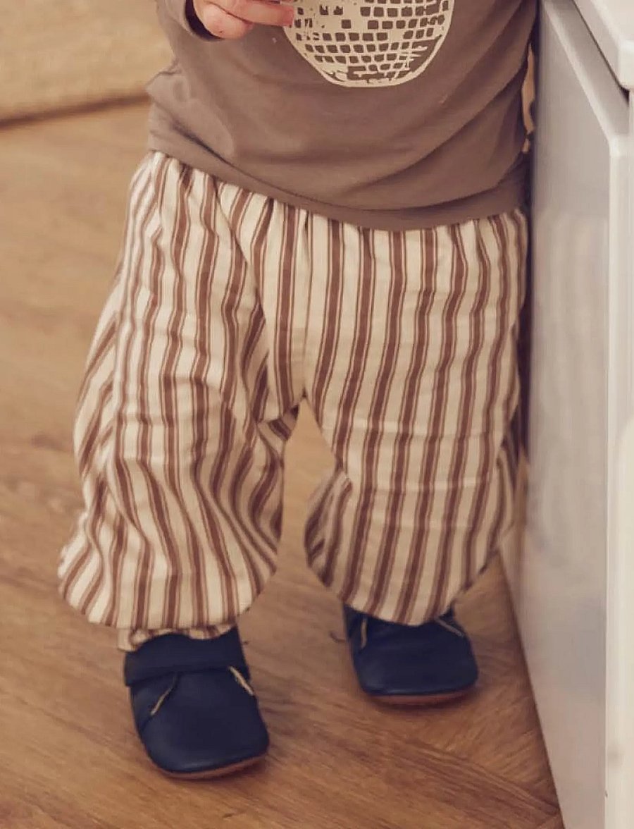 Müsli - Woven stripe volume pants baby - babyhosen - oak/ walnut - 0