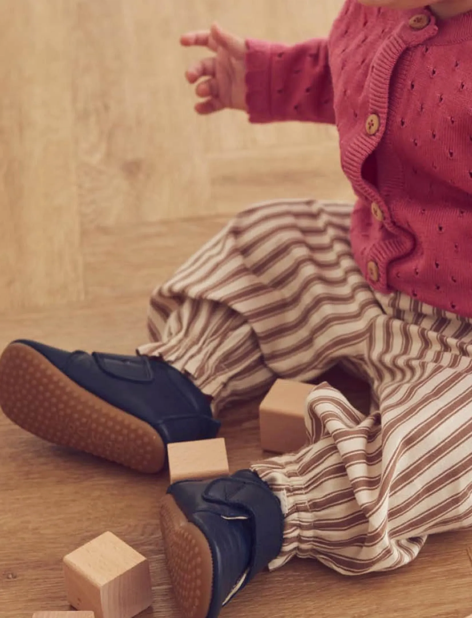 Müsli - Woven stripe volume pants baby - oak/ walnut - 3