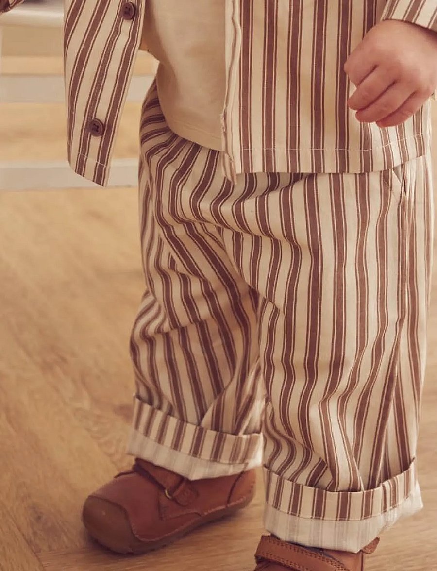 Müsli - Woven stripe pants baby - oak/ walnut - 0