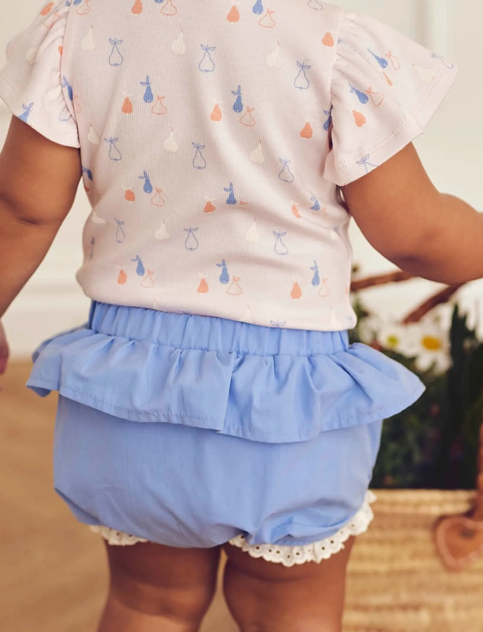 Müsli Poplin Frill Bloomers, 80/86, Blue, Shorts > Bloomers, Børn