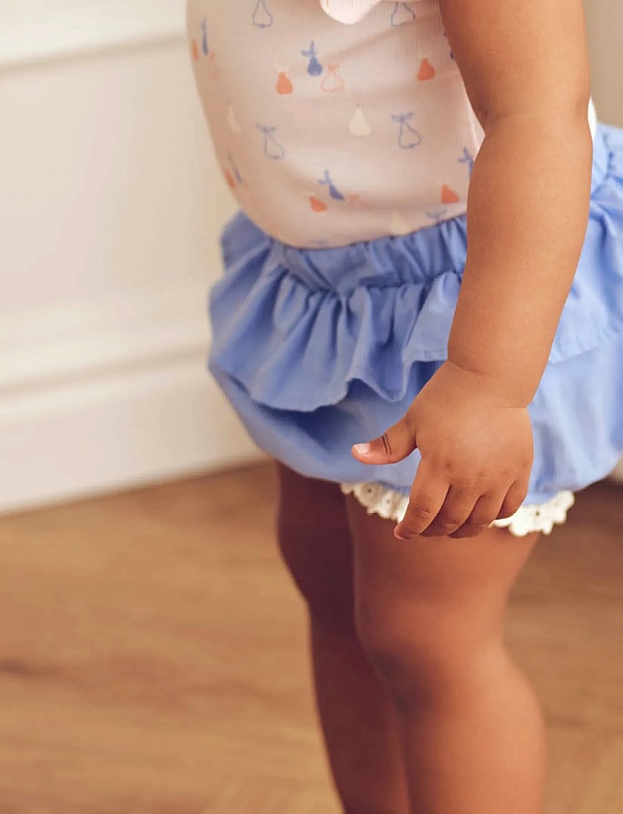 Müsli by Green Cotton - Poplin frill bloomers - bloomers - shell blue - 4