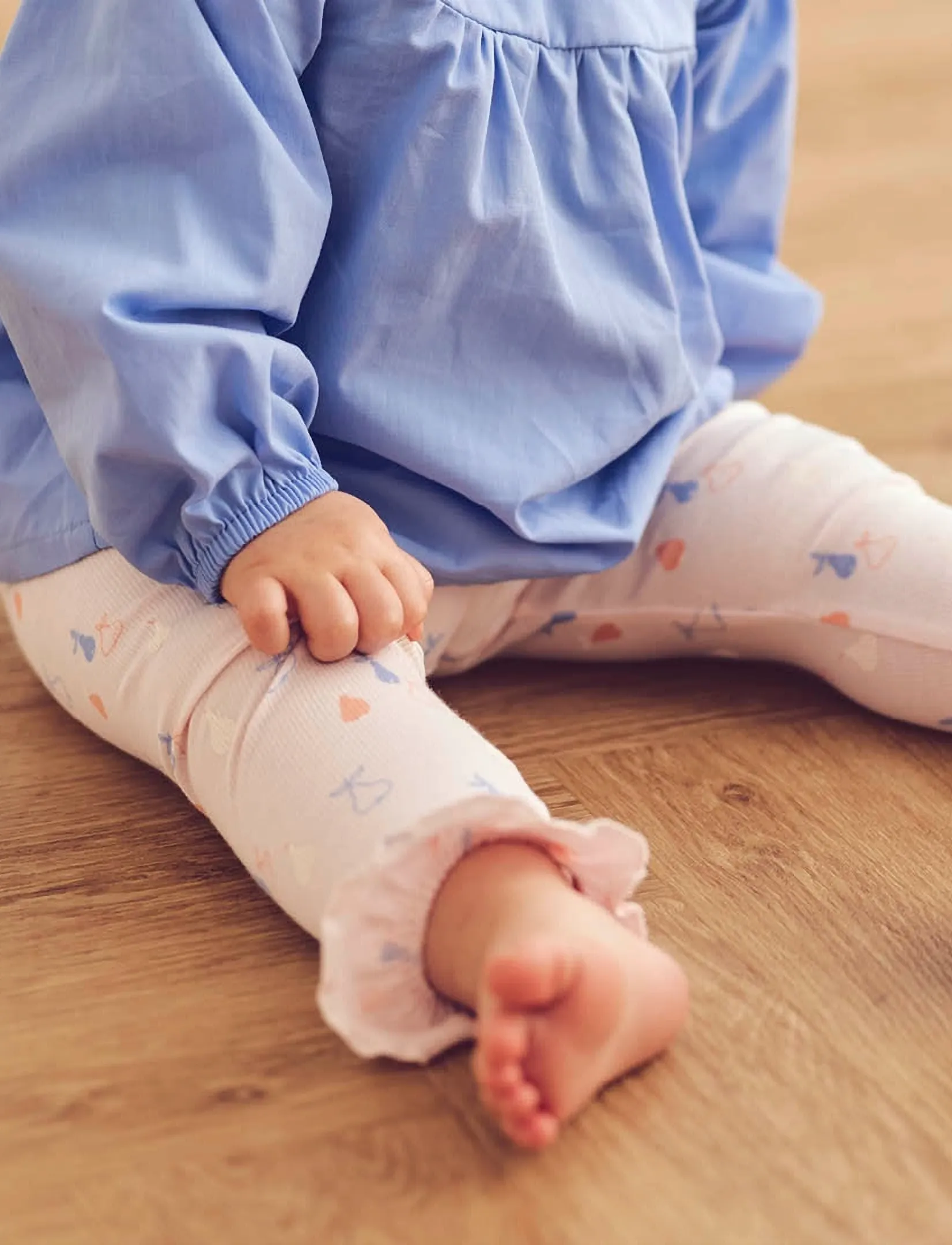 Müsli by Green Cotton - Picnic frill leggings baby - leggings - primrose/ shell blue/ tofu - 3