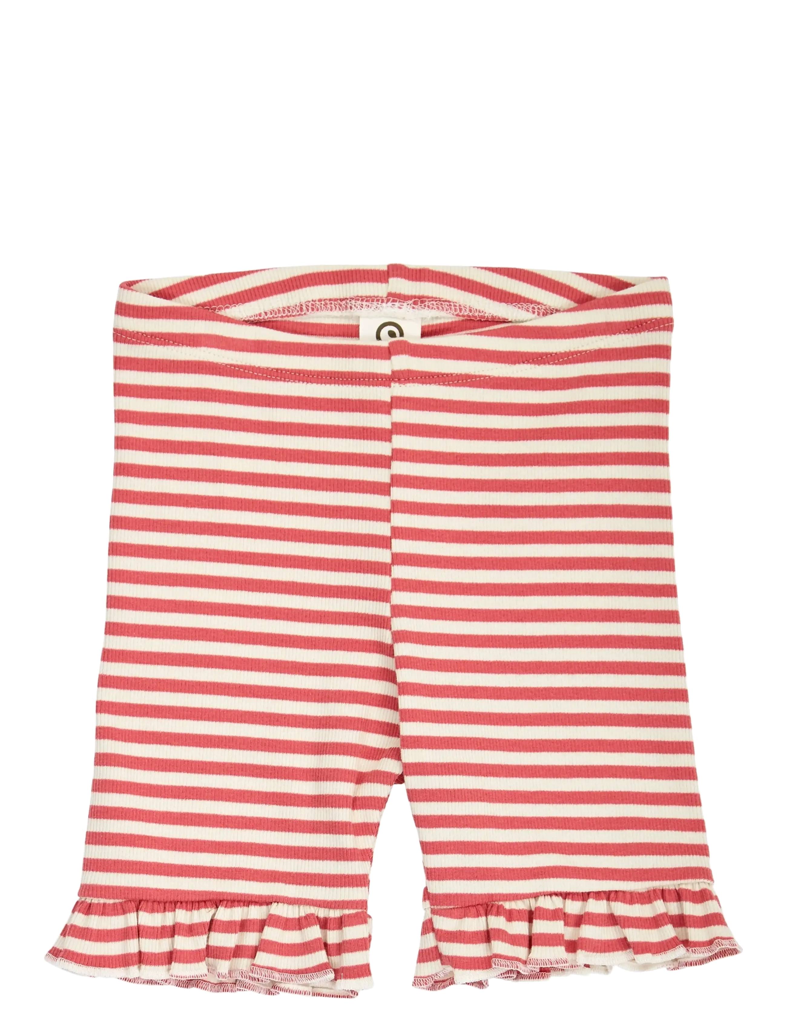 Müsli by Green Cotton Rib stripe frill tights - Leggings - MINERAL RED/ TOFU / red
