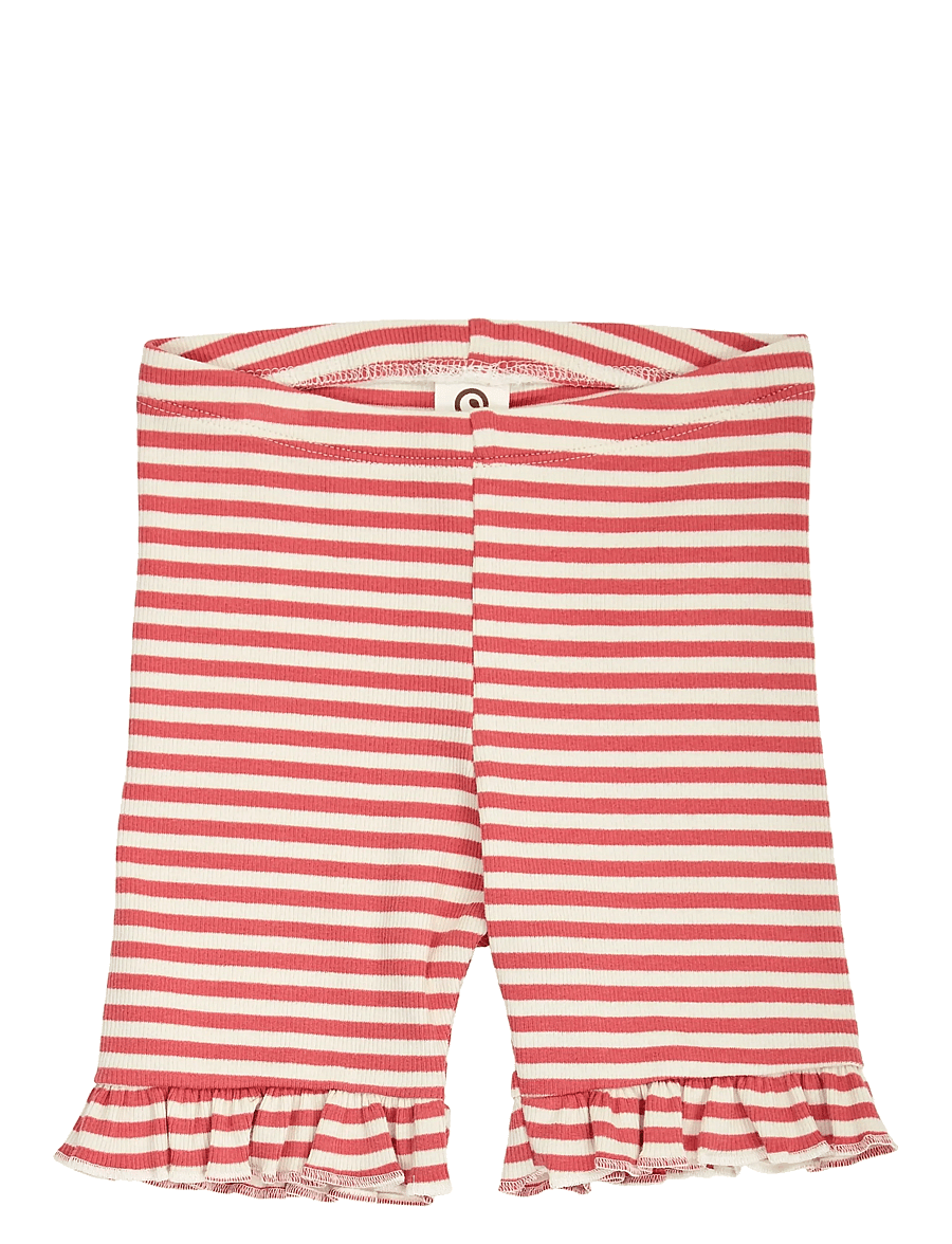Müsli by Green Cotton - Rib stripe frill tights - leggings - mineral red/ tofu - 1