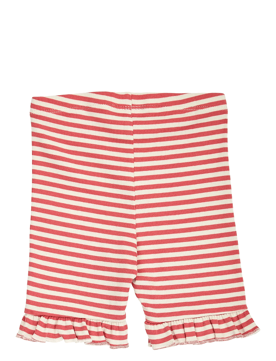 Müsli by Green Cotton - Rib stripe frill tights - leggings - mineral red/ tofu - 2