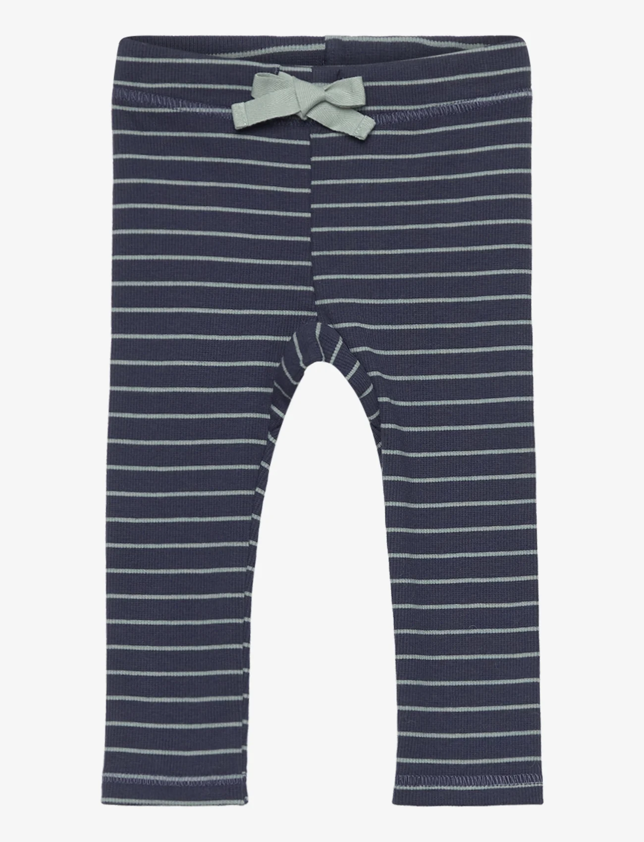 Müsli by Green Cotton - Stripe rib pants baby - mažiausios kainos - night blue/ spa green - 0