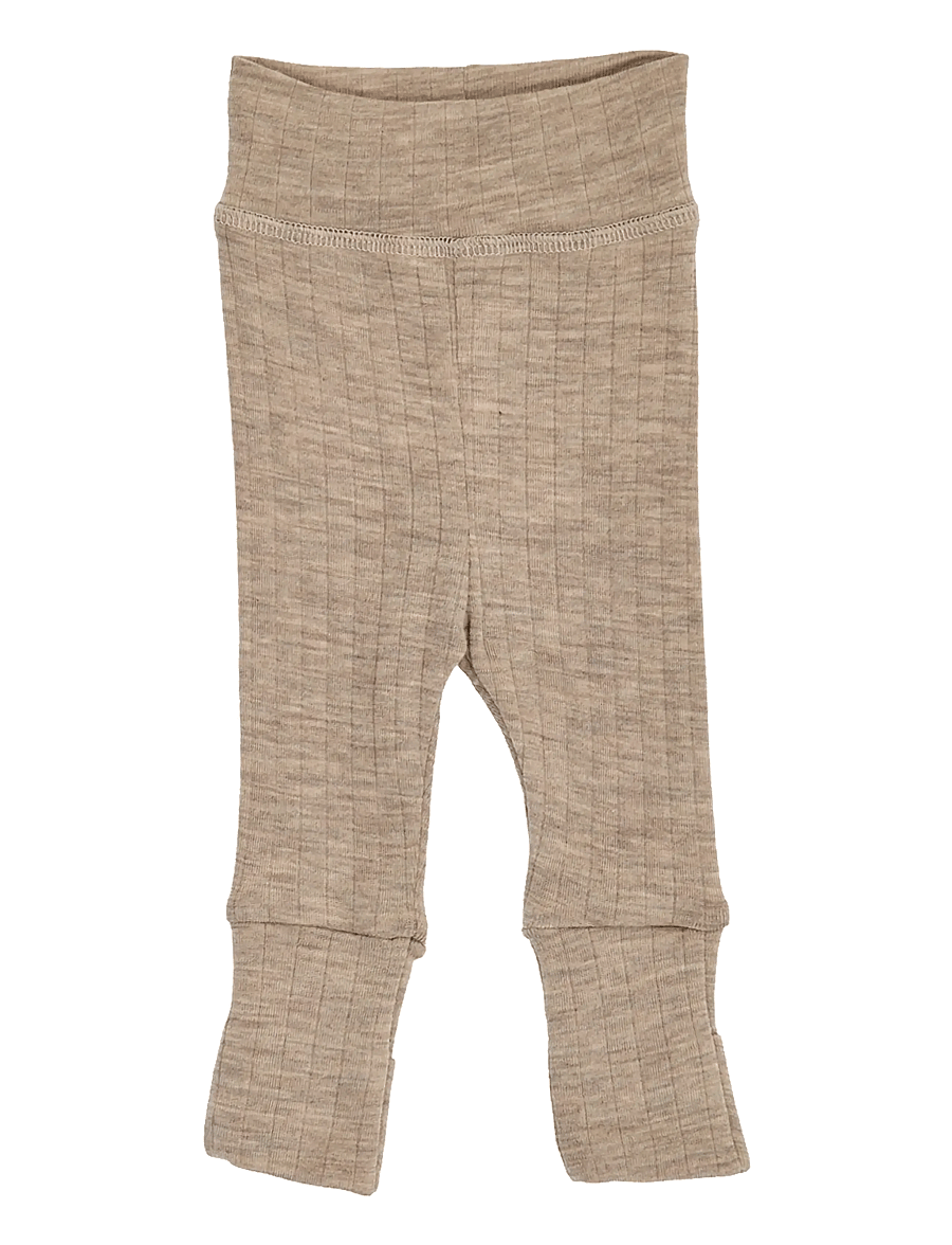 Müsli by Green Cotton - Woolly rib pants - uldundertøj baby - balsam melange - 1