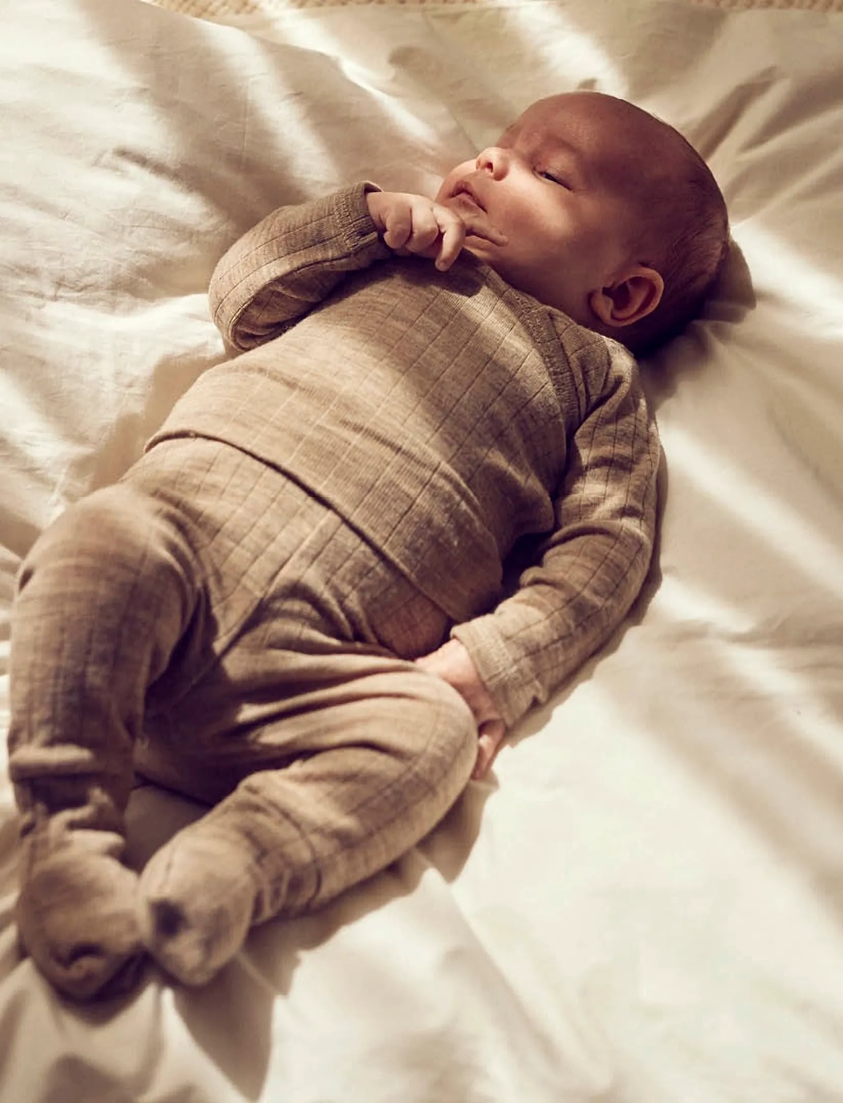 Müsli by Green Cotton Woolly Rib Pants, 50, Unterteile, Beige - Leggings, Kinder
