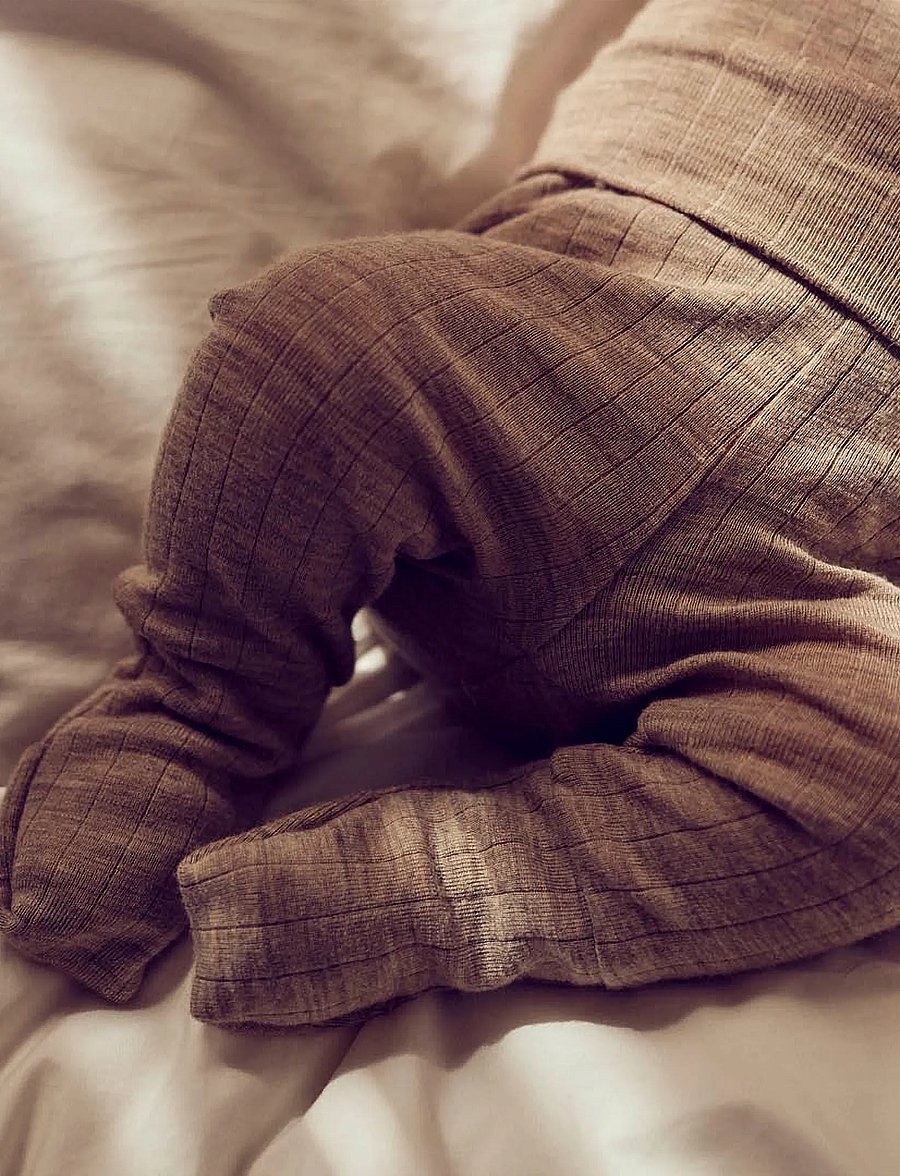 Müsli by Green Cotton - Woolly rib pants - uldundertøj baby - balsam melange - 4