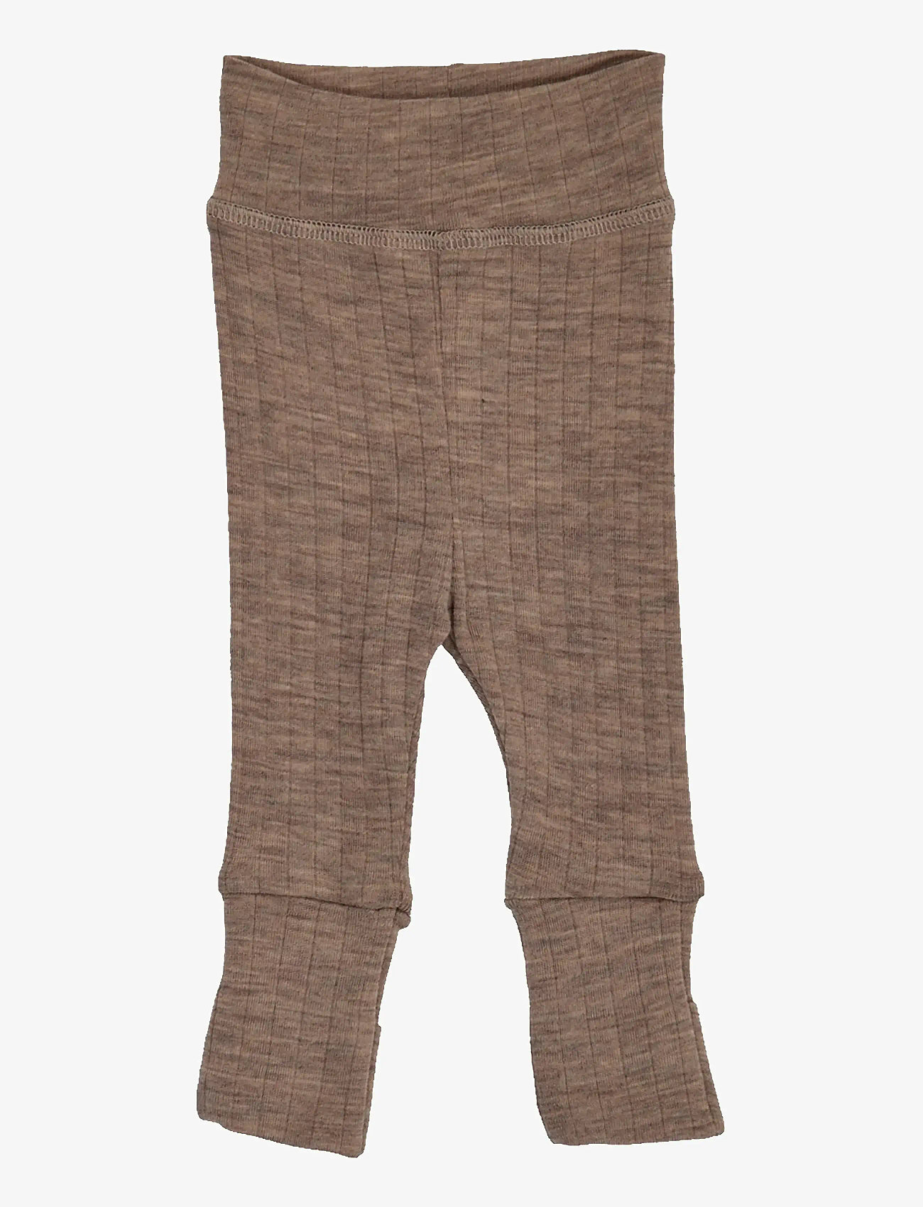 Müsli by Green Cotton - Woolly rib pants - uldundertøj baby - walnut melange - 1