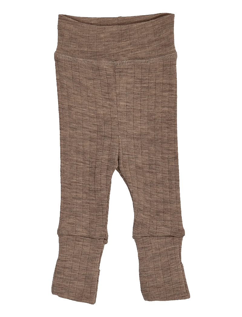 Müsli by Green Cotton - Woolly rib pants - uldundertøj baby - walnut melange - 1