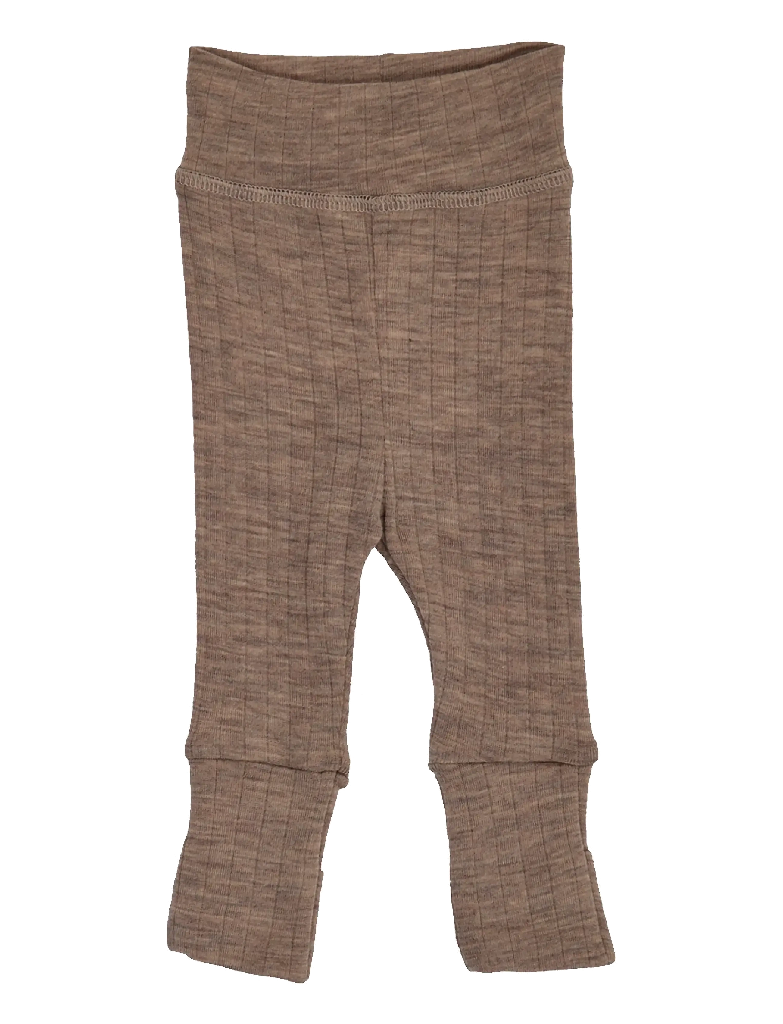 Müsli by Green Cotton Woolly rib pants - Baselayer underdele - WALNUT MELANGE / brown