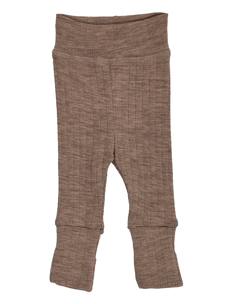 Müsli by Green Cotton - Woolly rib pants - uldundertøj baby - walnut melange - 1