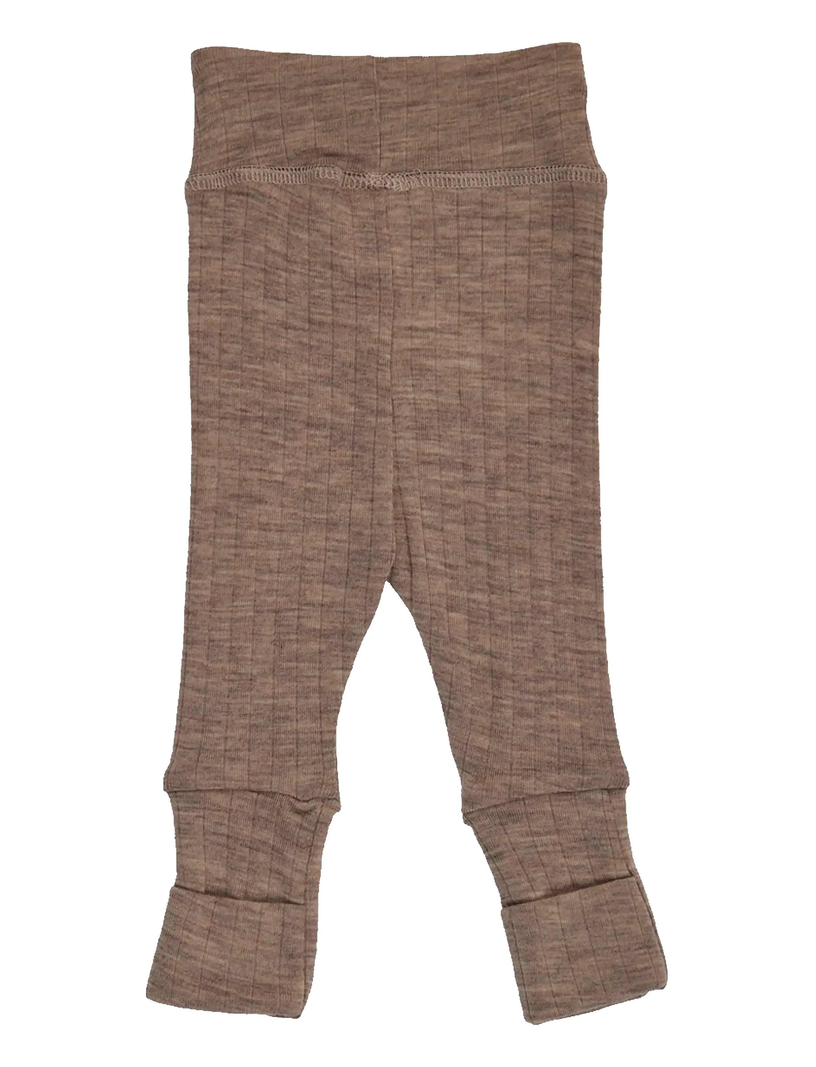 Müsli by Green Cotton - Woolly rib pants - uldundertøj baby - walnut melange - 2