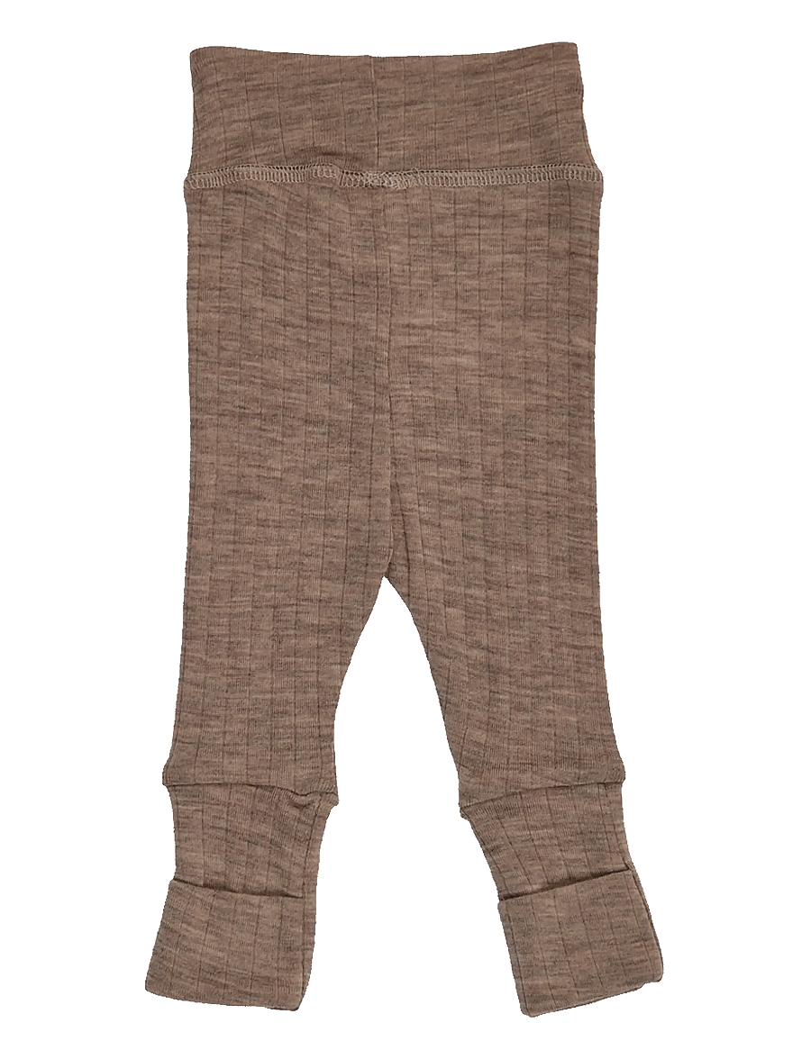 Müsli by Green Cotton - Woolly rib pants - uldundertøj baby - walnut melange - 2