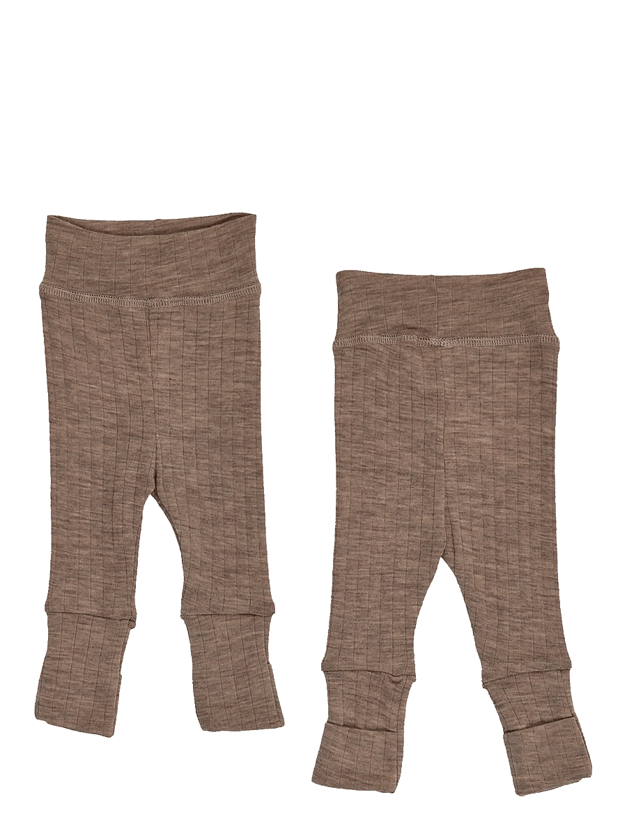 Müsli by Green Cotton - Woolly rib pants - uldundertøj baby - walnut melange - 3