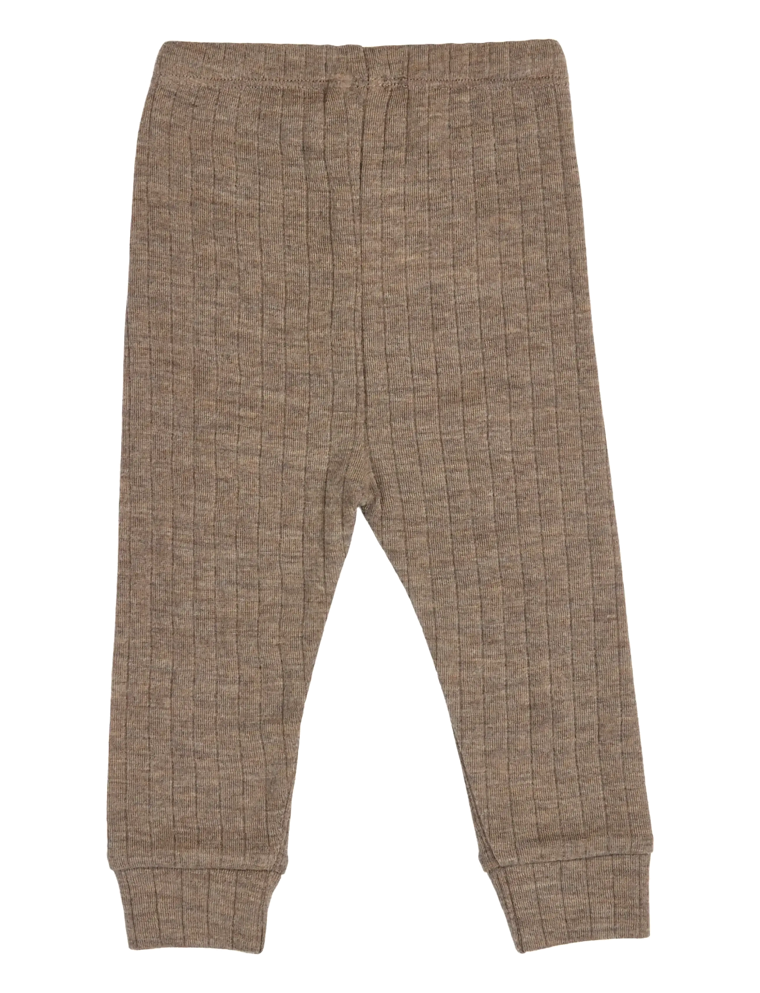 Müsli by Green Cotton - Woolly rib cuff pants - uldundertøj baby - walnut melange - 1