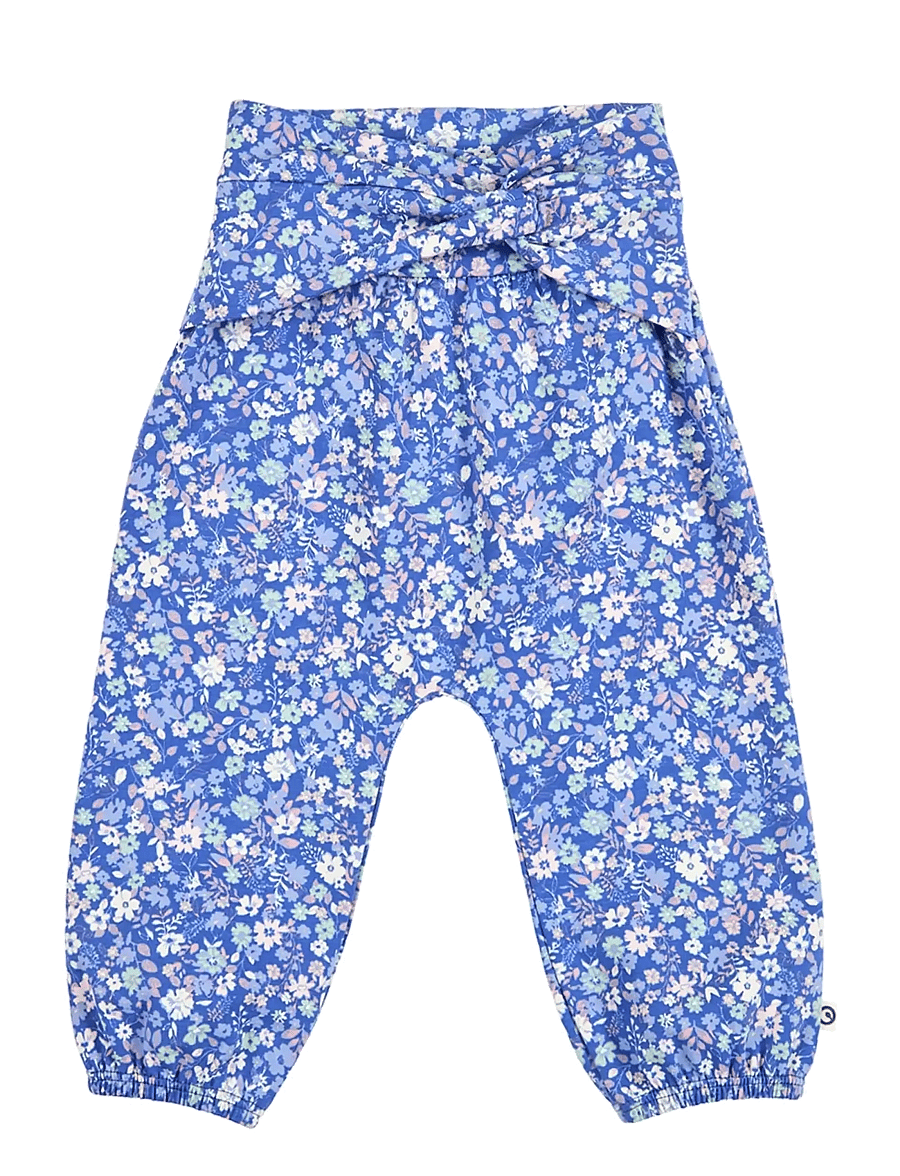 Müsli by Green Cotton - Primrose knot pants baby - kelnytės kūdikiams - azure blue/ nectar/ tofu - 1