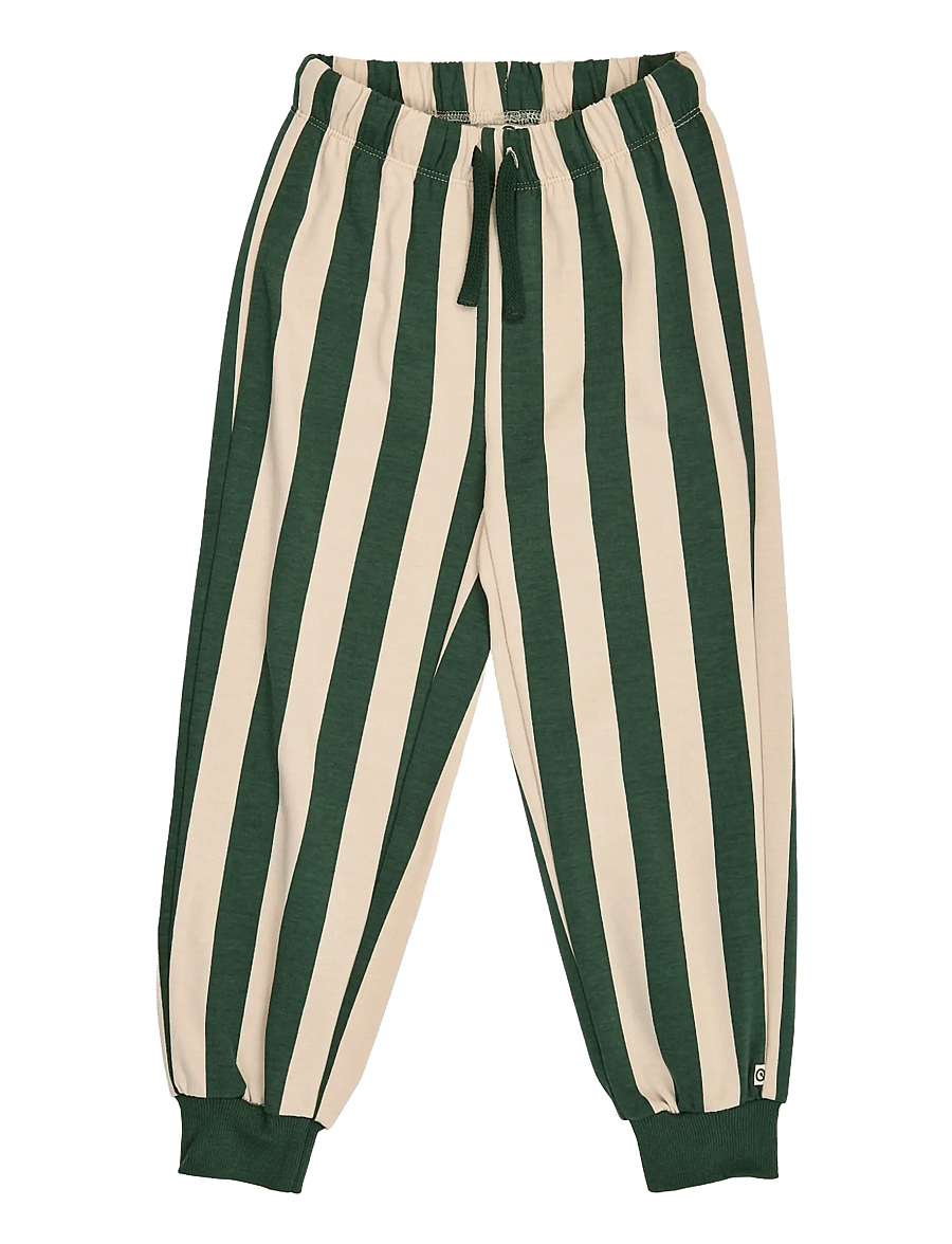 Müsli - Stripe sweat pants - oak/ forest green - 1