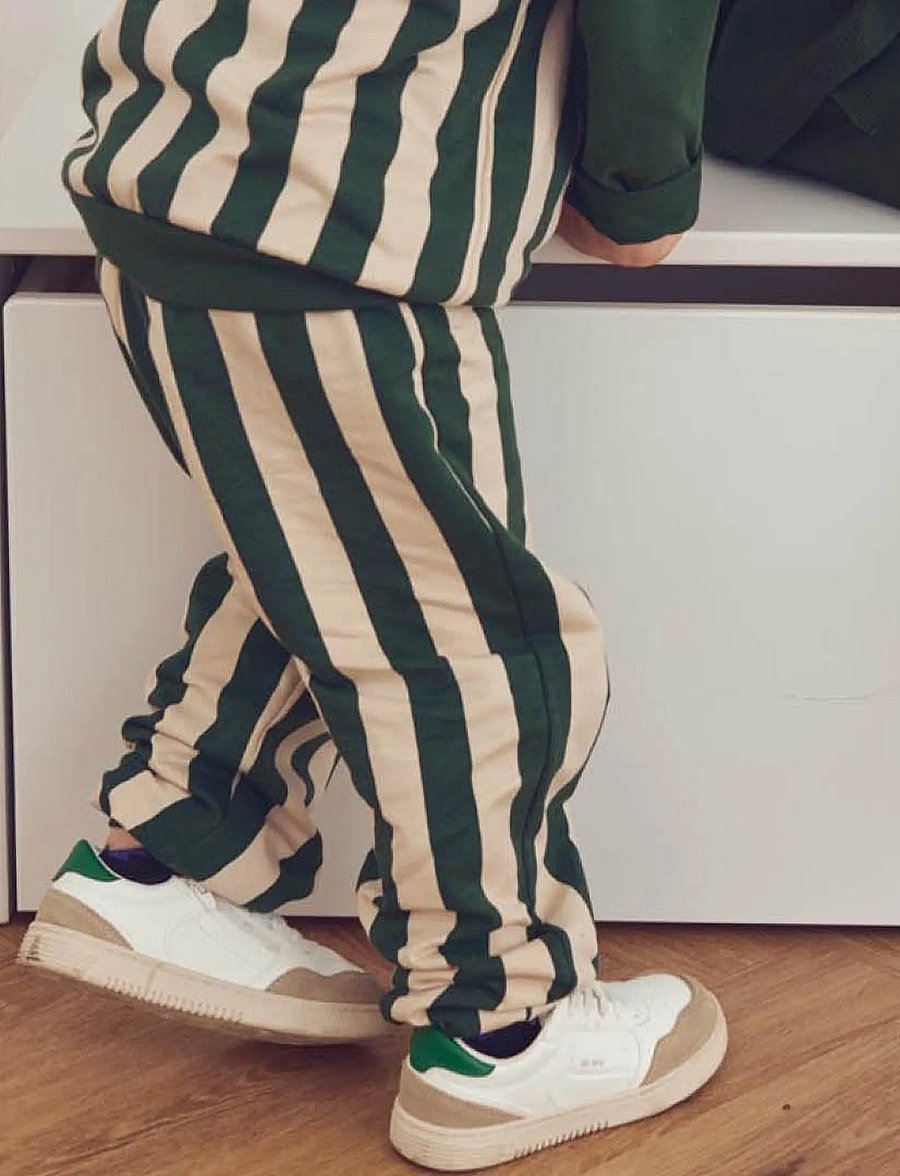 Müsli - Stripe sweat pants - oak/ forest green - 0