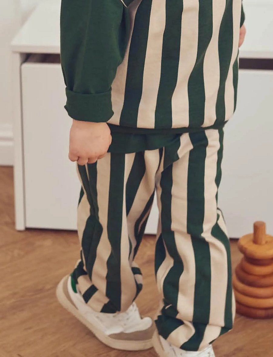Müsli - Stripe sweat pants - oak/ forest green - 3