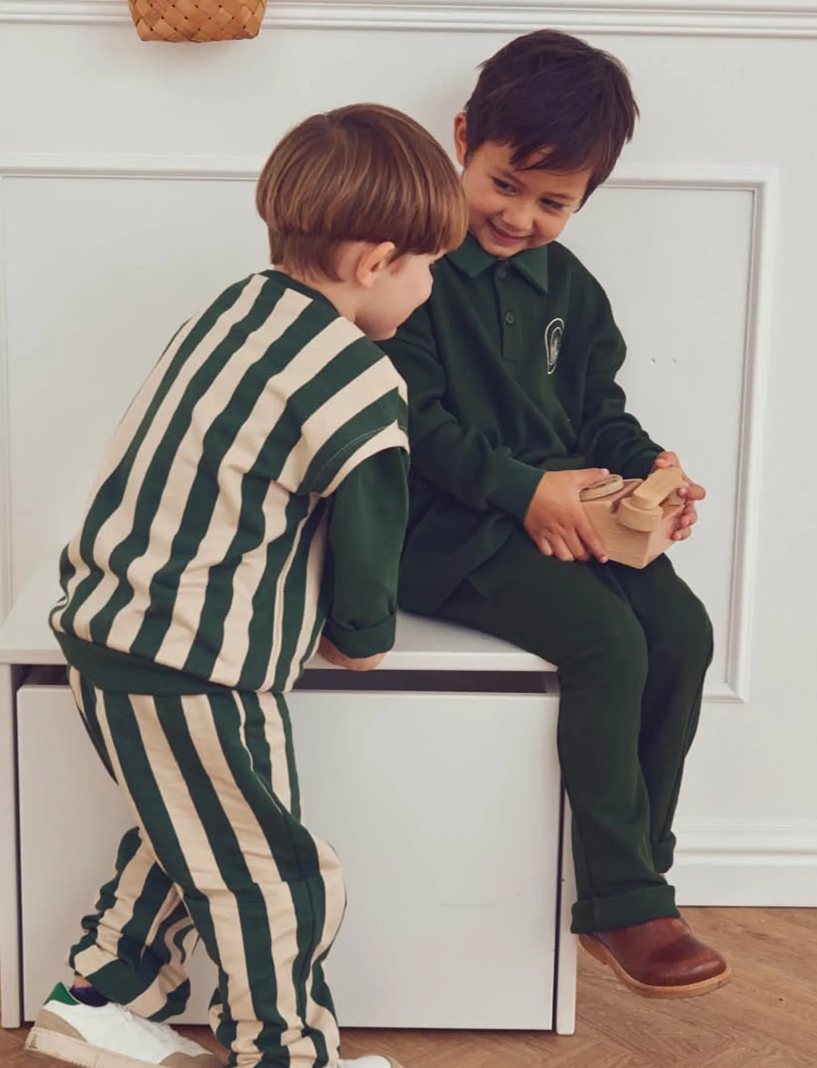 Müsli - Stripe sweat pants - oak/ forest green - 4