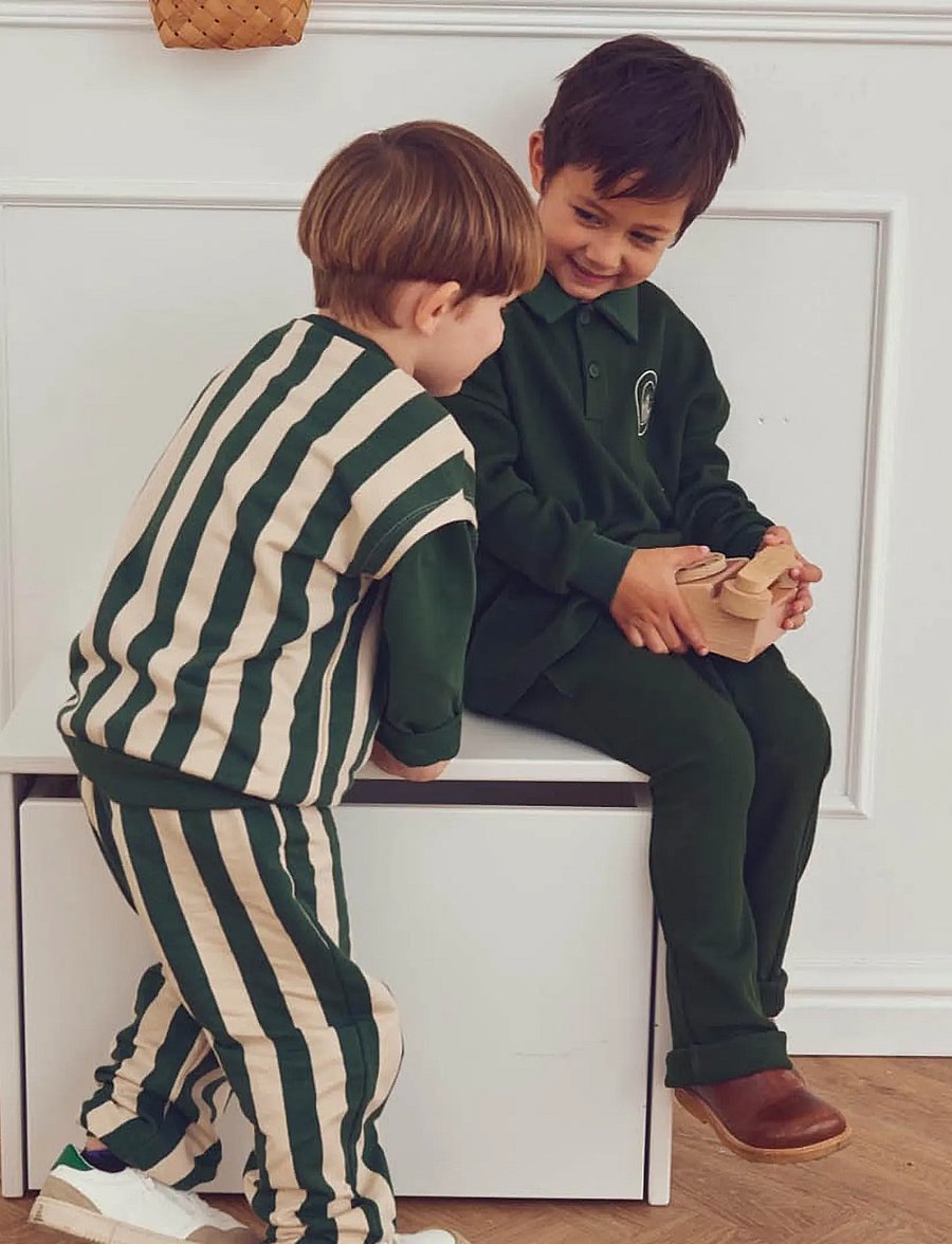 Müsli - Stripe sweat pants - oak/ forest green - 4