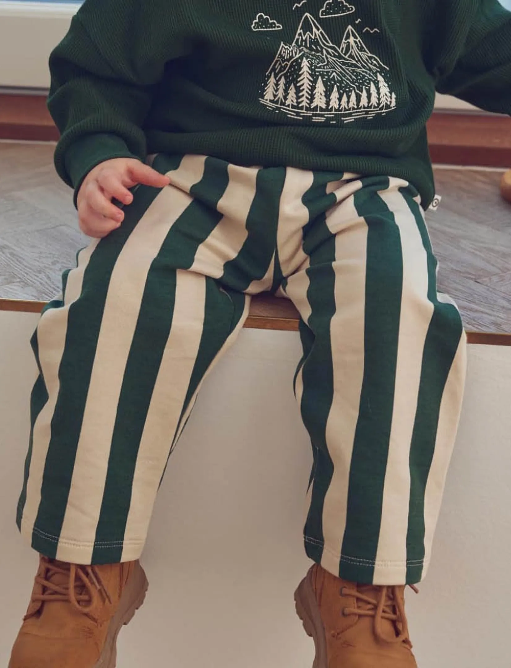 Müsli Stripe sweat pants baby - Underdele - OAK/ FOREST GREEN / cream