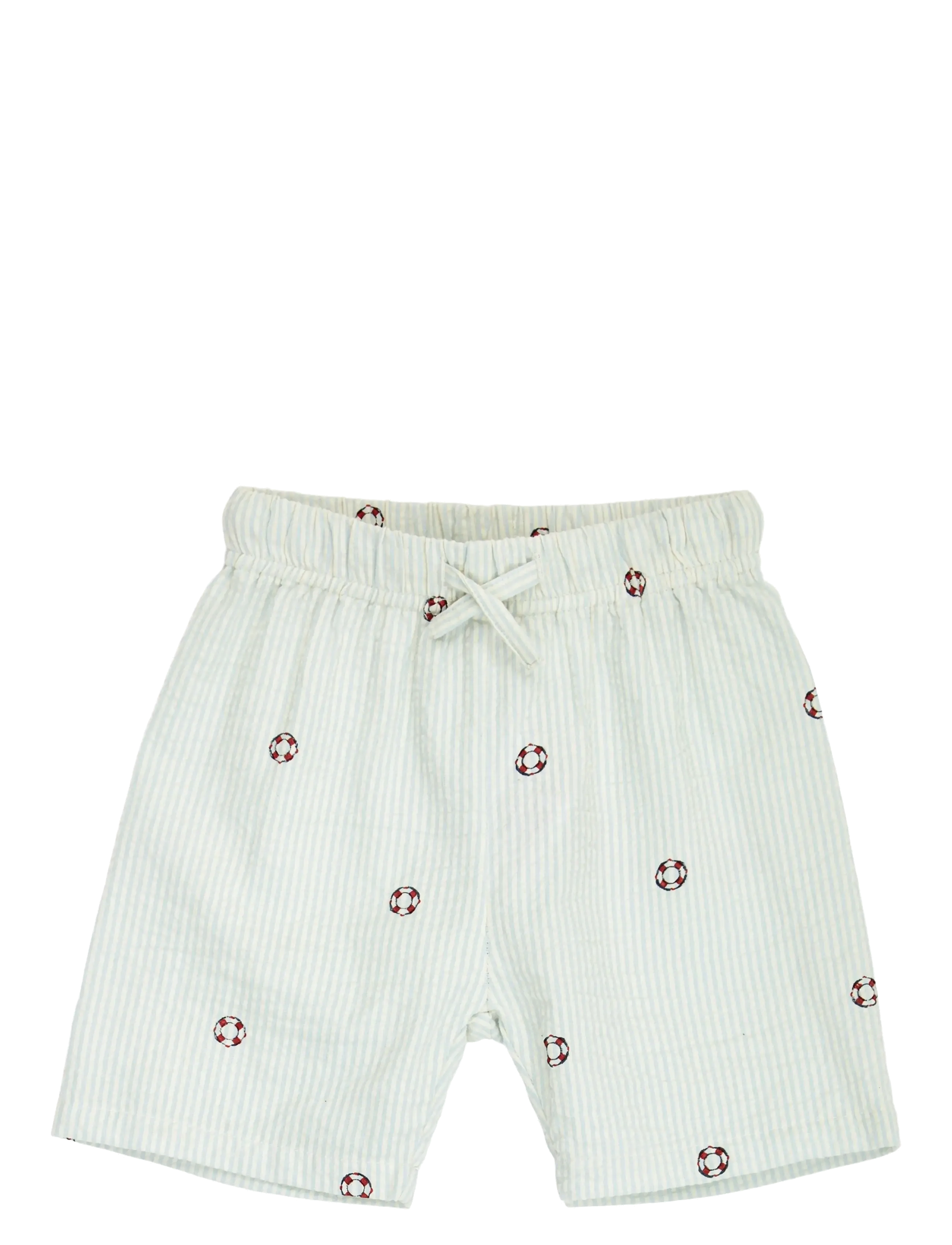 Müsli by Green Cotton Seersucker stripe shorts baby - Müsli by Green Cotton - TOFU/ OCEAN/ MINERAL RED / green