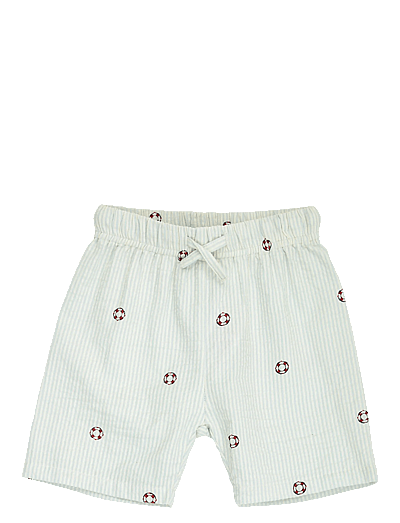 Müsli by Green Cotton Seersucker stripe shorts baby - Lühikesed vabaajapüksid - TOFU/ OCEAN/ MINERAL RED / green