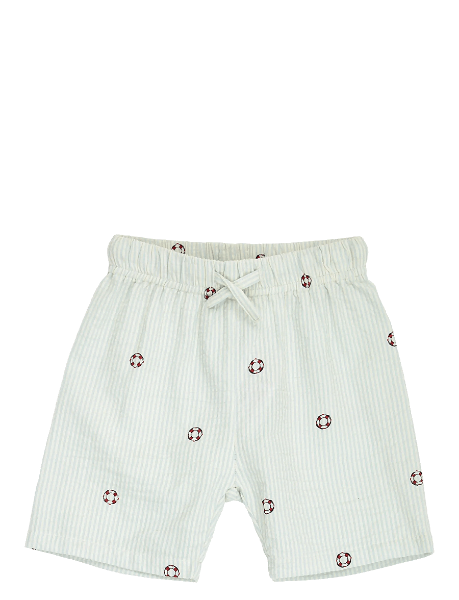 Müsli by Green Cotton - Seersucker stripe shorts baby - shorts casual - tofu/ ocean/ mineral red - 0