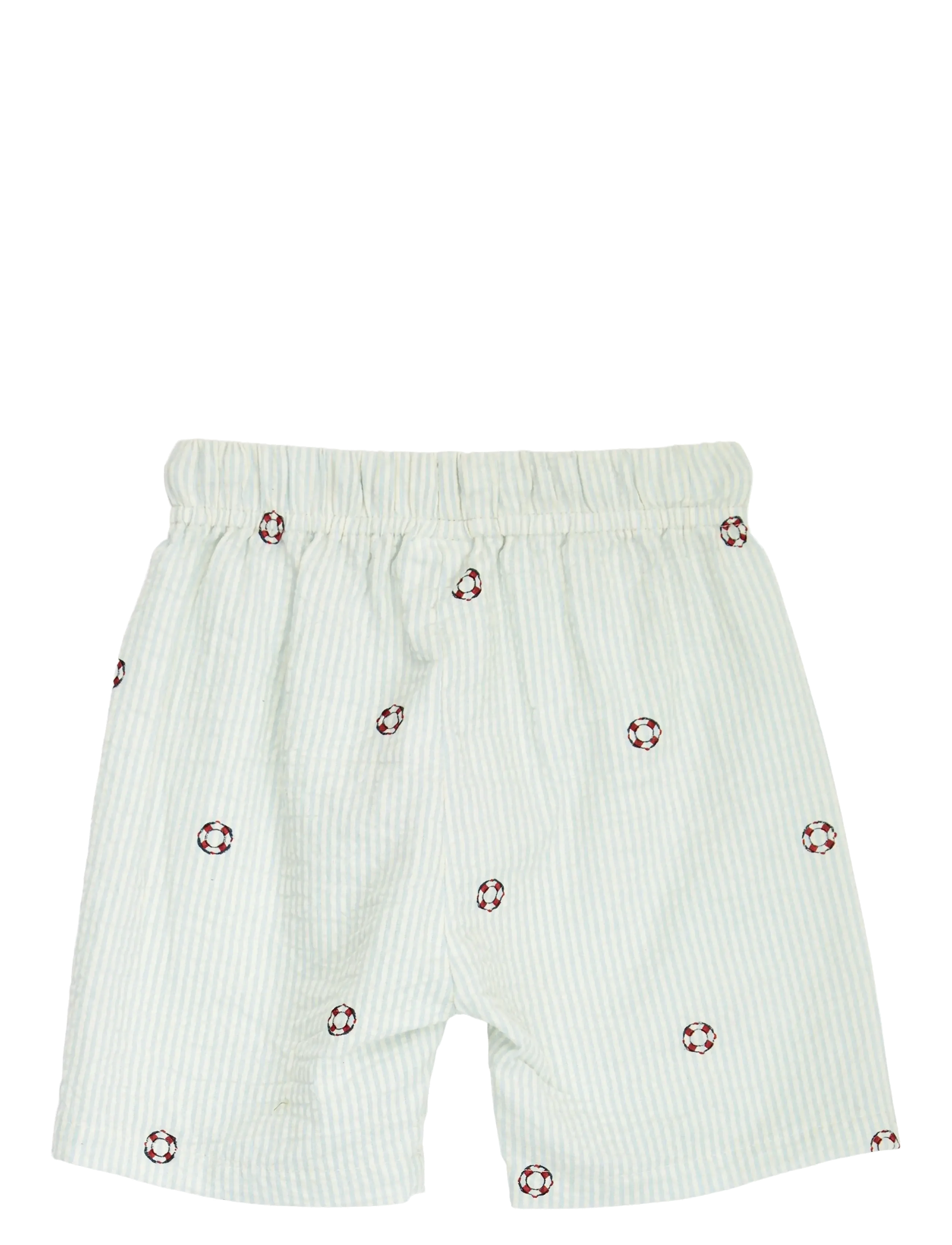 Müsli by Green Cotton - Seersucker stripe shorts baby - shorts casual - tofu/ ocean/ mineral red - 1