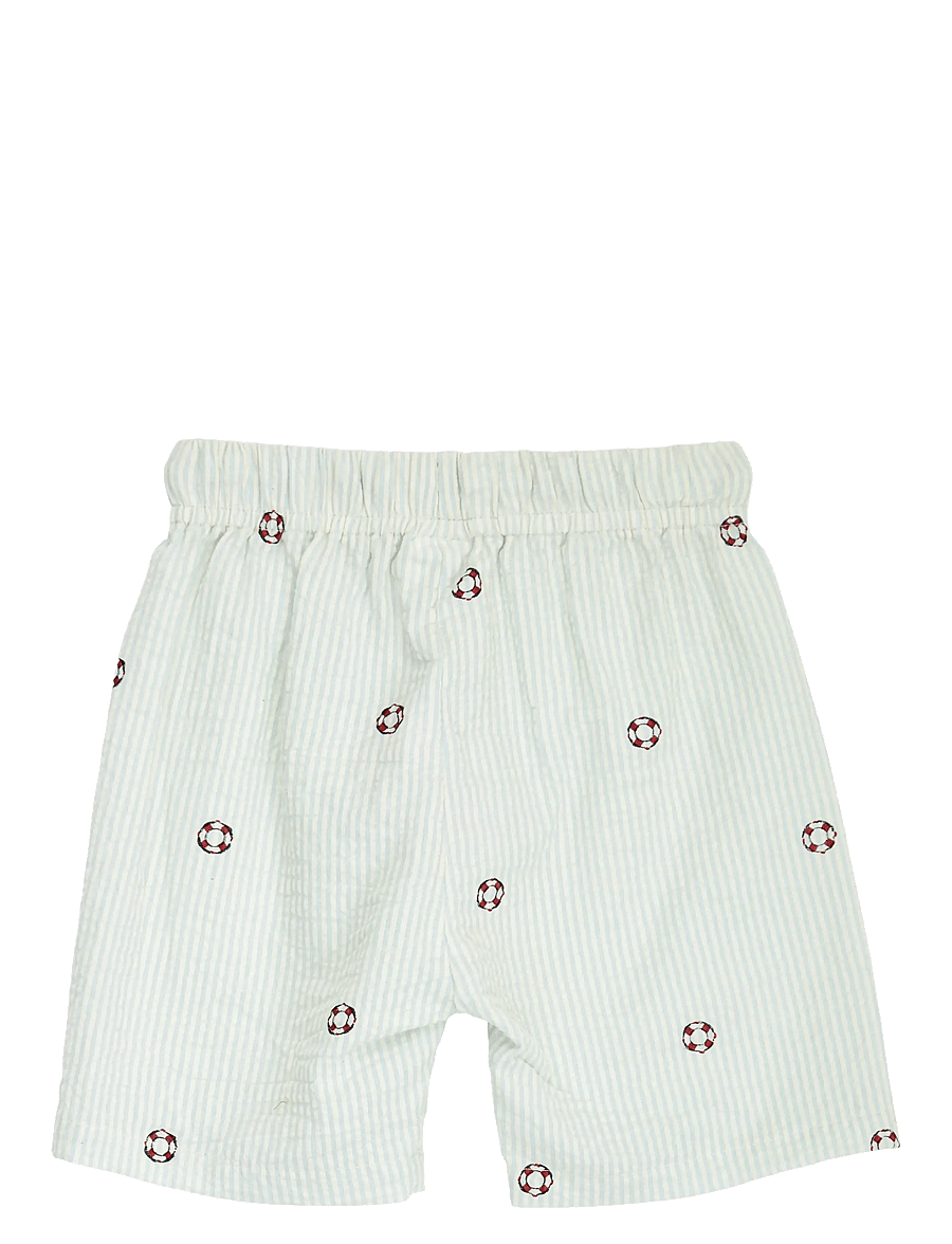 Müsli by Green Cotton - Seersucker stripe shorts baby - shorts casual - tofu/ ocean/ mineral red - 1