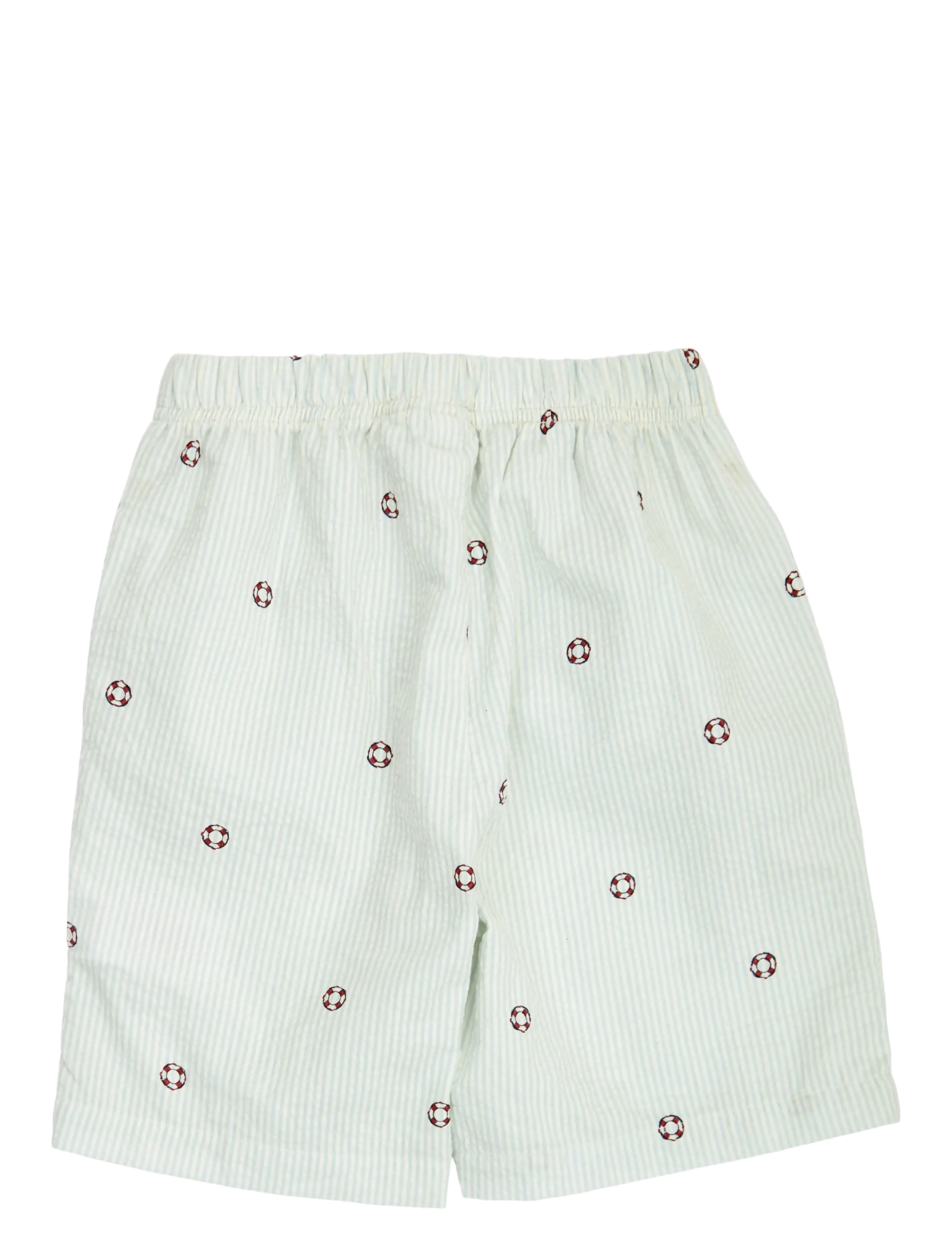 Müsli by Green Cotton - Seersucker stripe shorts - casual shorts - tofu/ ocean/ mineral red - 1