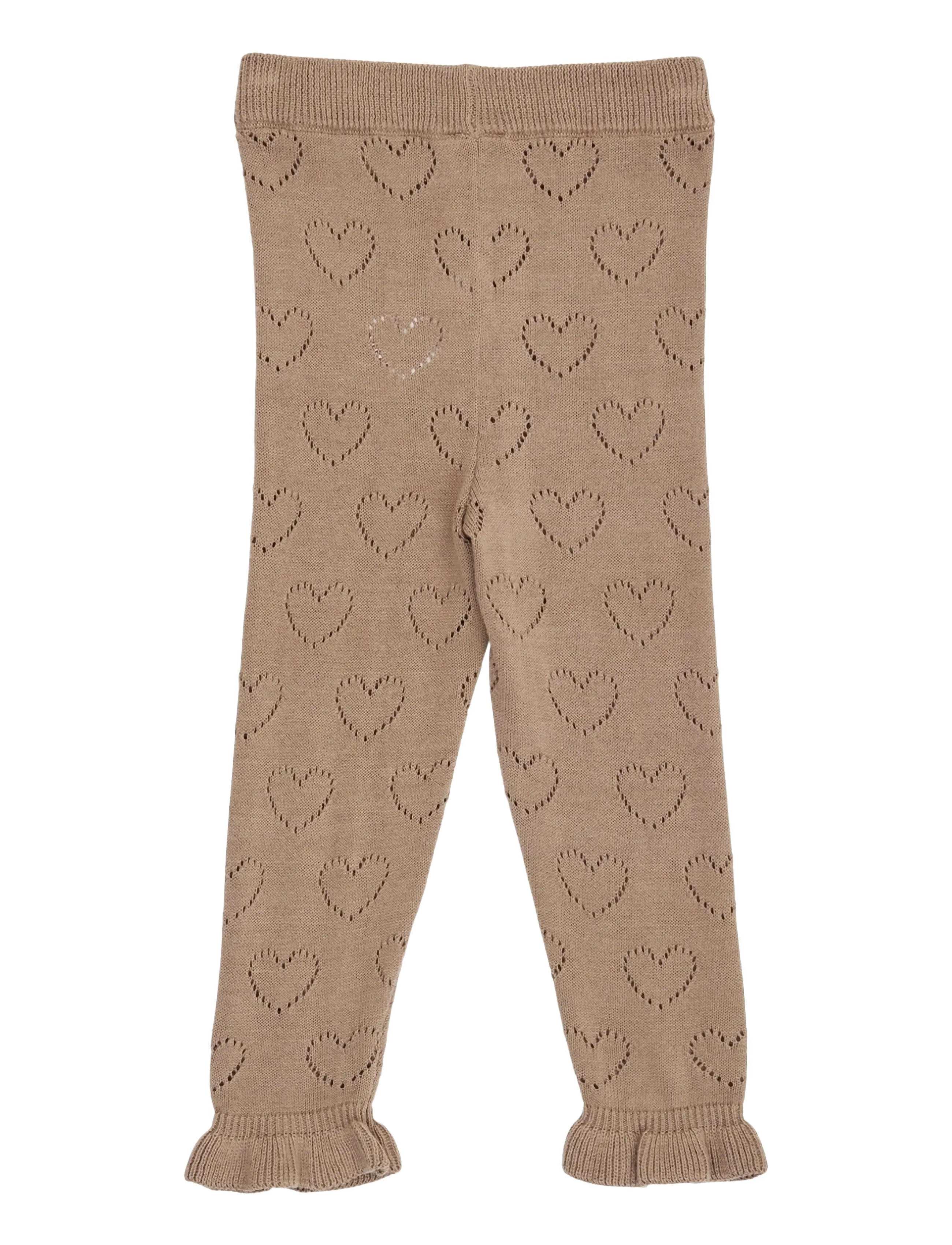 Müsli - Knit pointelle heart pants baby - walnut - 2