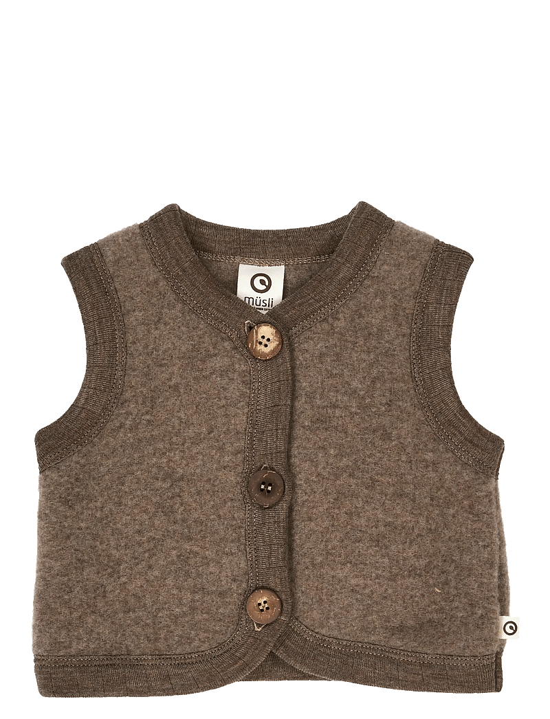 Müsli by Green Cotton - Woolly fleece vest - veste - walnut melange - 1
