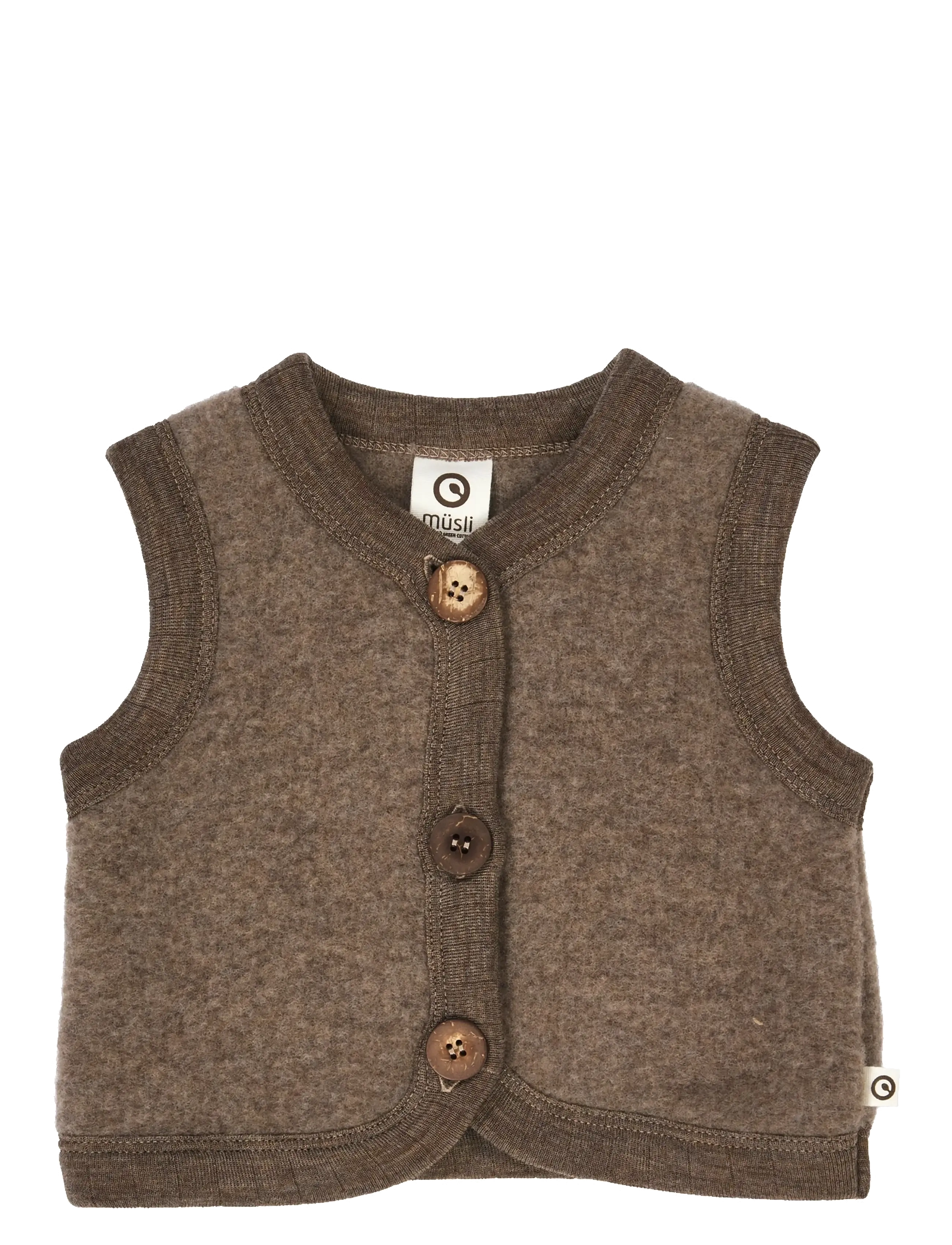 Müsli by Green Cotton Woolly fleece vest - Vests - WALNUT MELANGE / brown