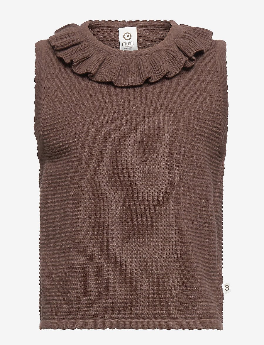 Müsli by Green Cotton - Knit collar vest - brownie - 0