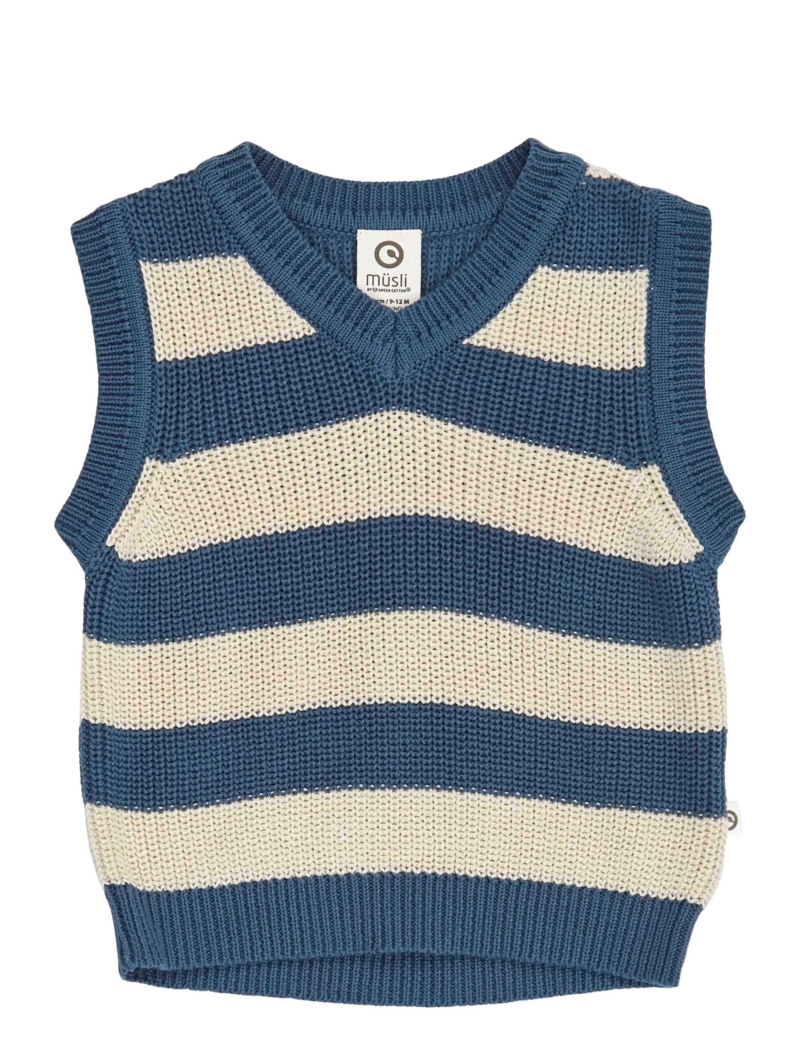 Müsli - Knit stripe vest baby - navy - 1