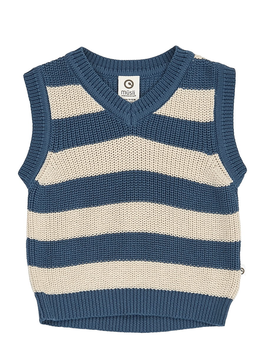 Müsli - Knit stripe vest baby - navy - 1