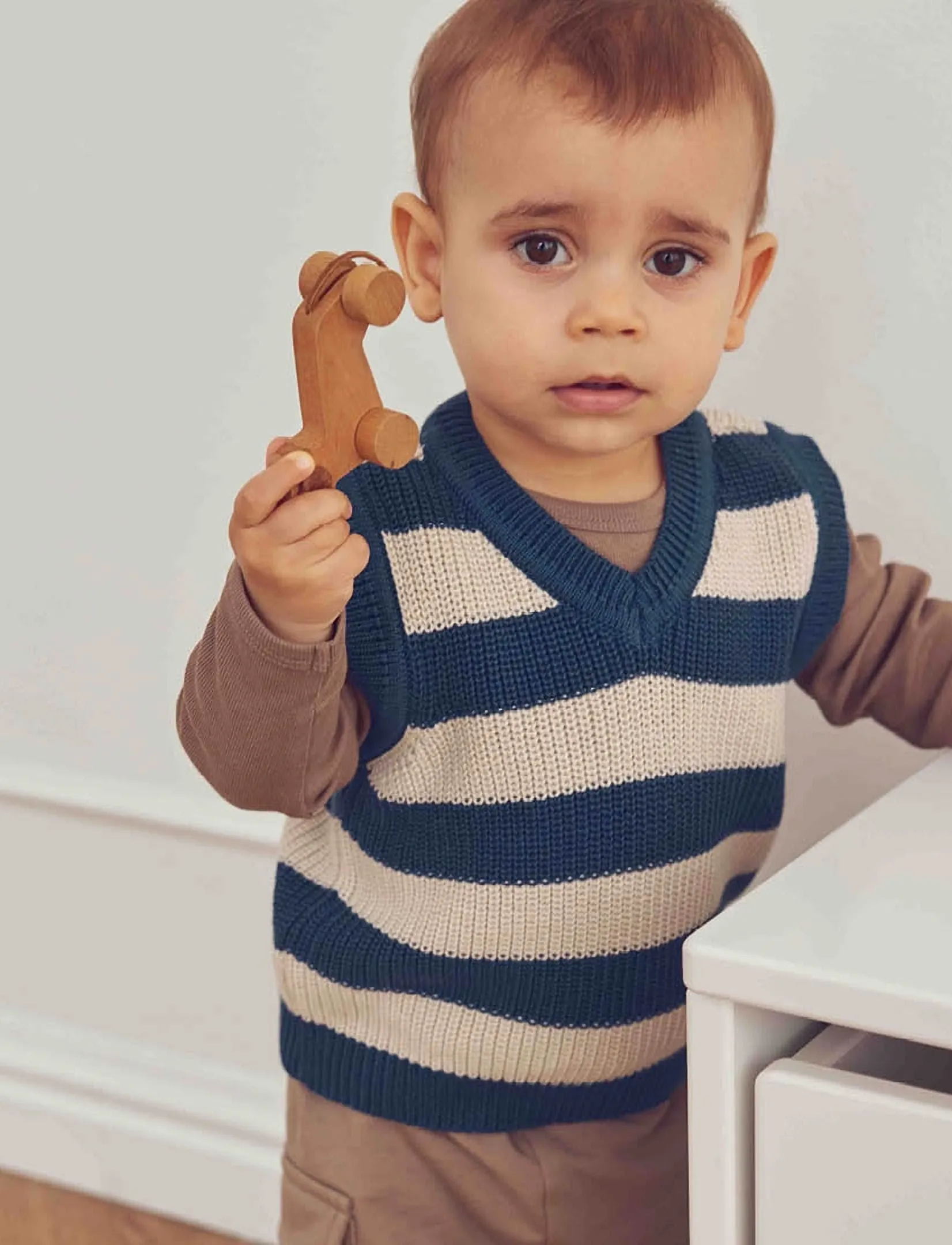 Müsli - Knit stripe vest baby - navy - 4