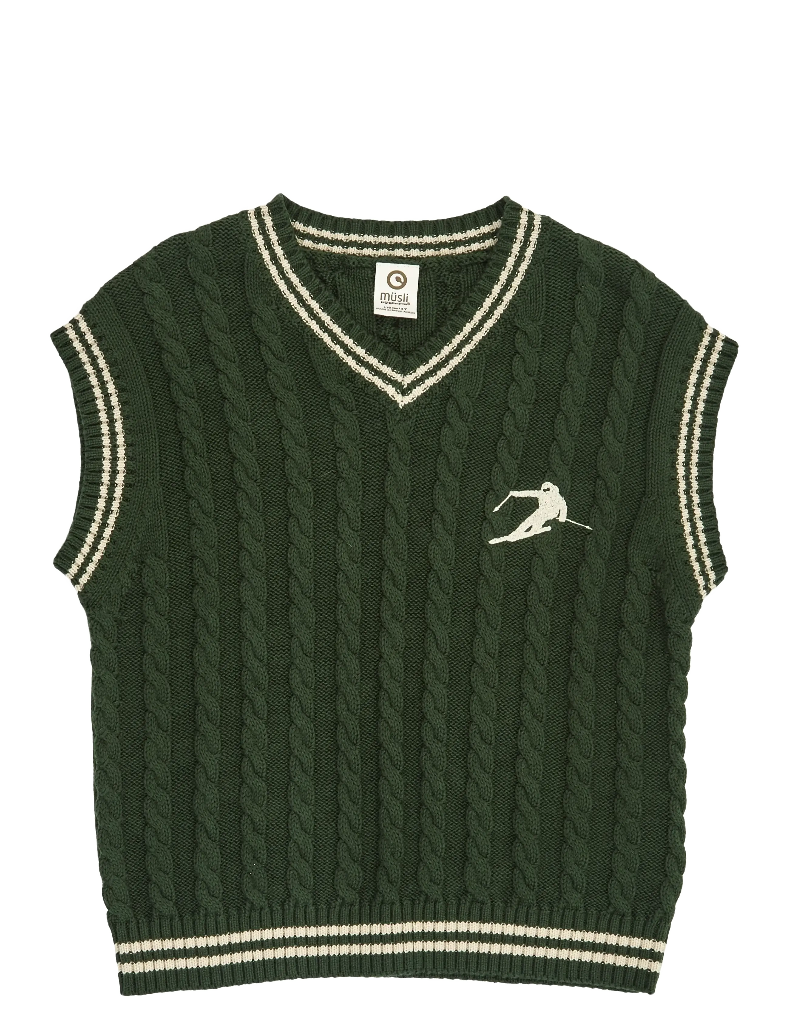 Müsli Knit cable vest - Versla eftir stærð - FOREST GREEN / green