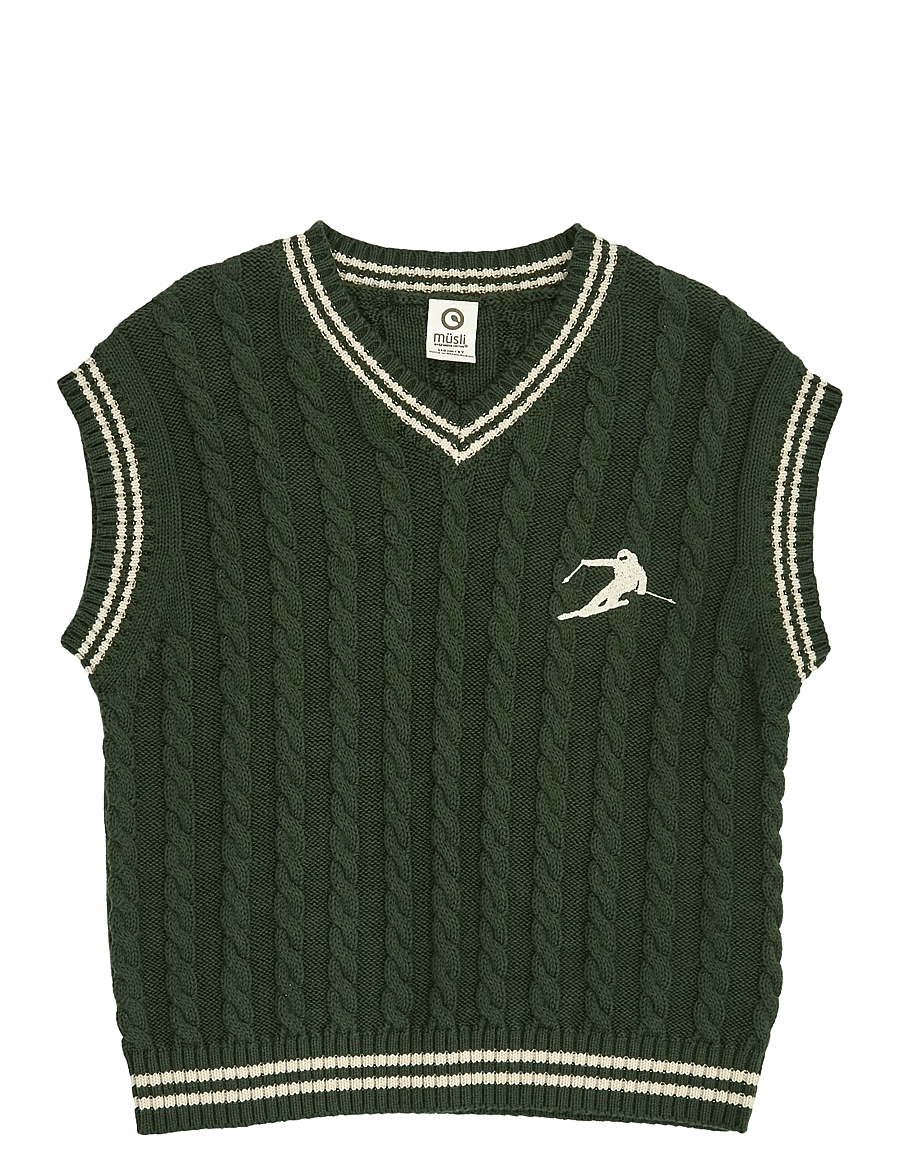 Müsli - Knit cable vest - forest green - 1