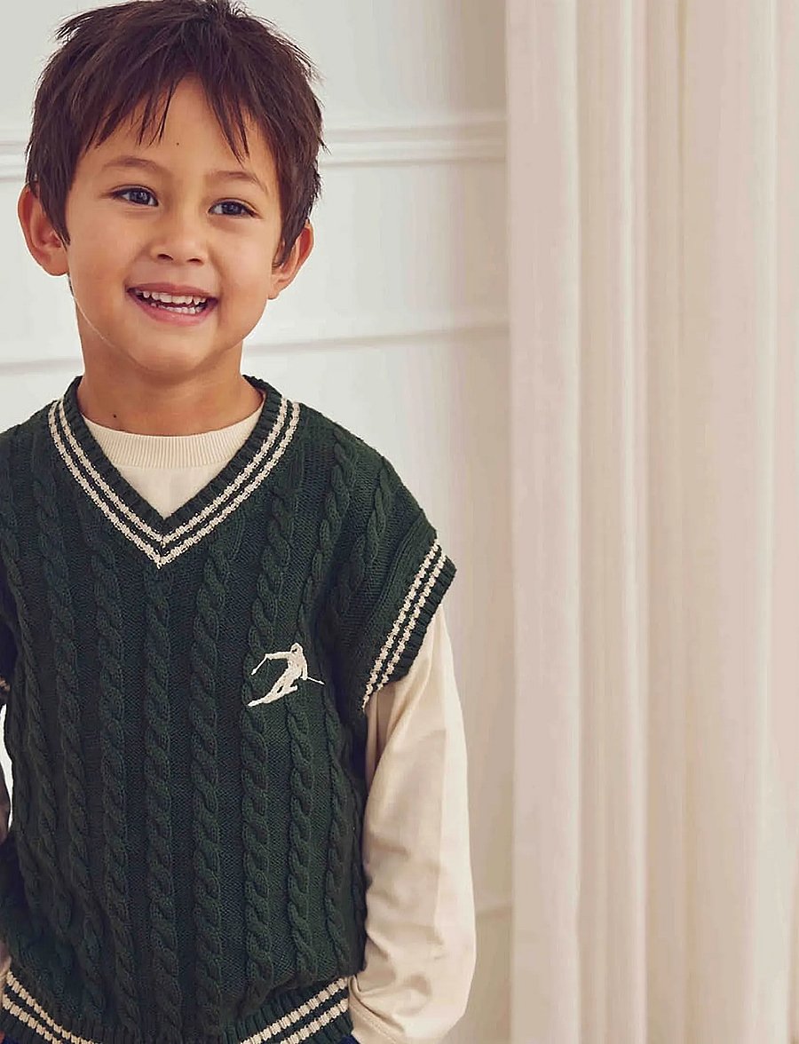 Müsli - Knit cable vest - forest green - 0