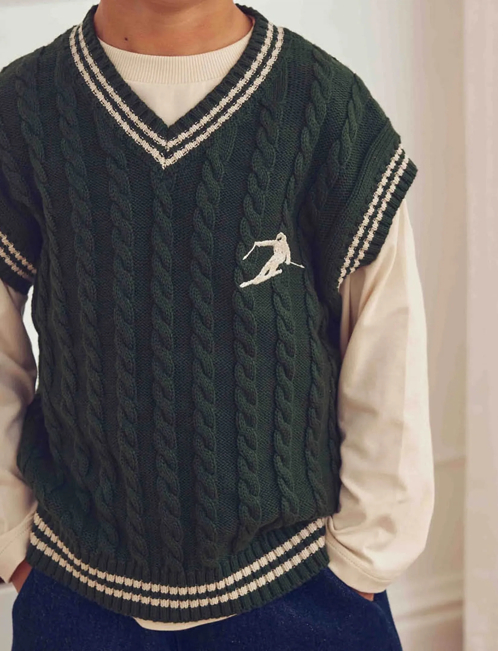 Müsli - Knit cable vest - forest green - 3